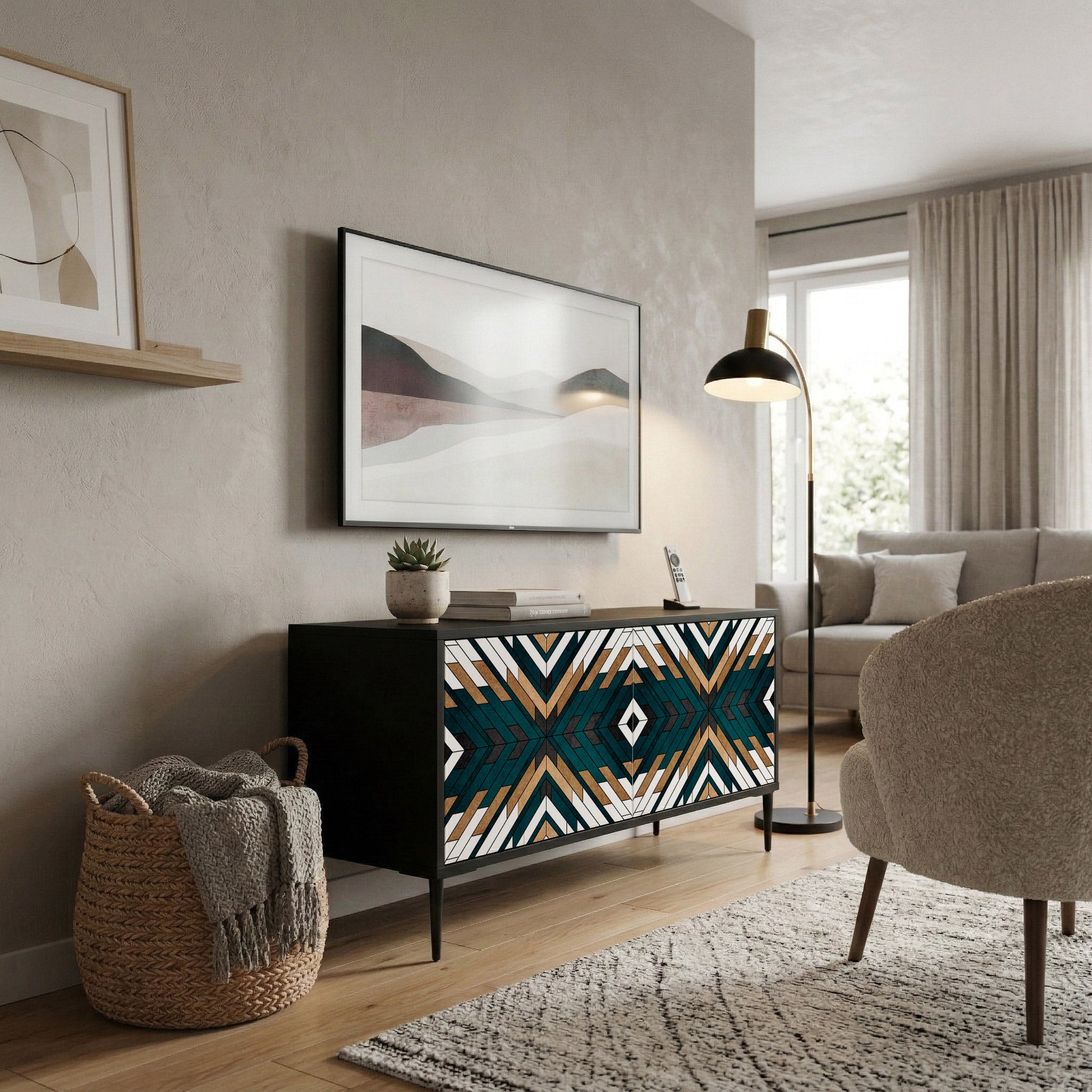 ARTISTIC GEOMETRY Compact 2-Door TV Cabinet