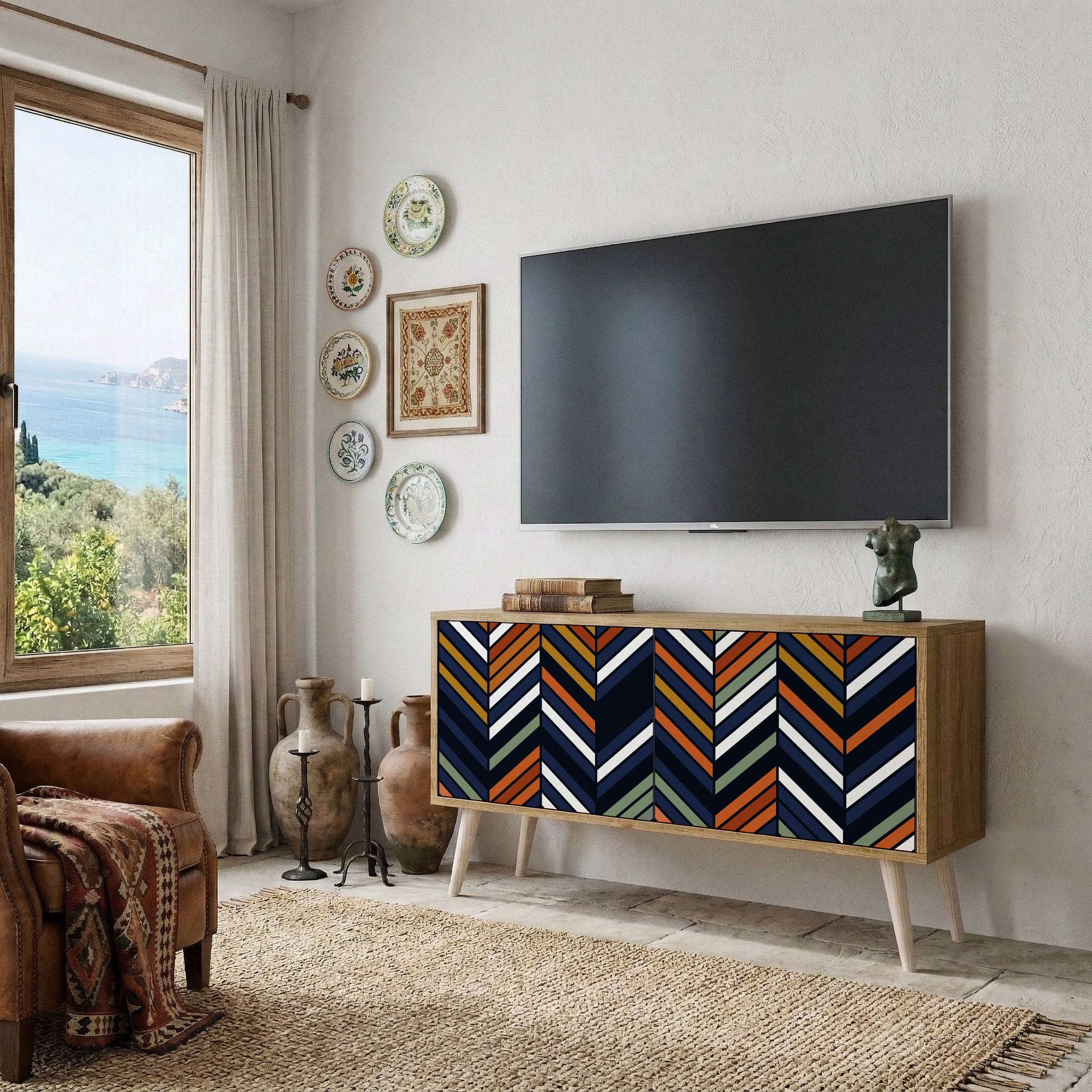 VIBRANT PATCHWORK Compact 2-Door TV Cabinet