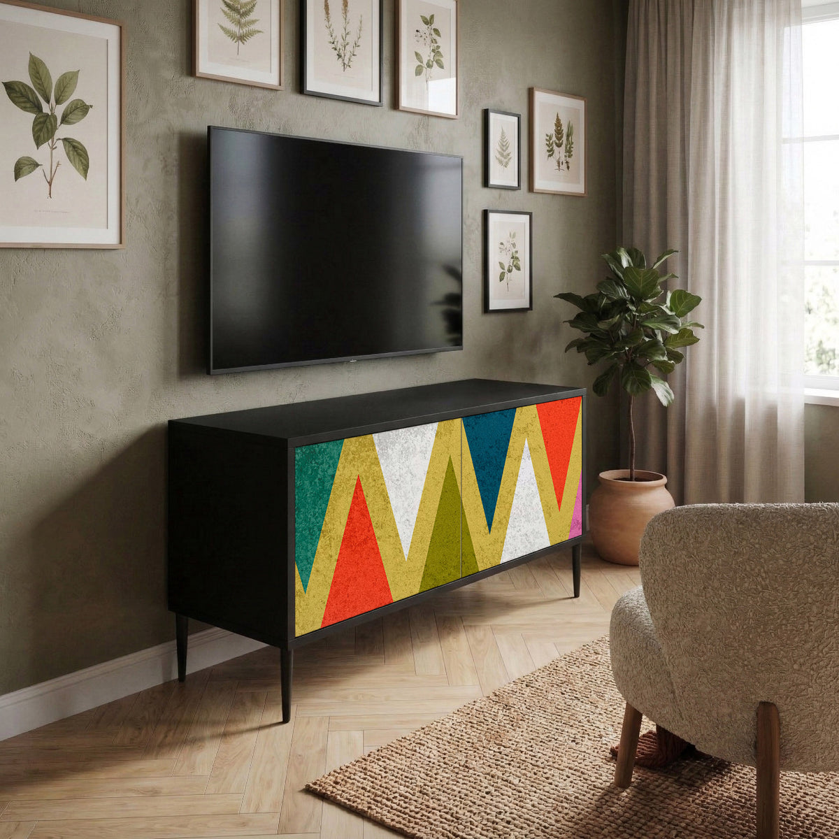 COLORFUL TRIANGLES Kompaktes 2-türiges TV-Lowboard