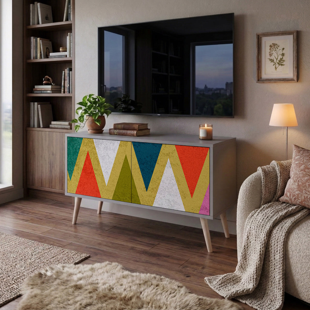 COLORFUL TRIANGLES Kompaktes 2-türiges TV-Lowboard