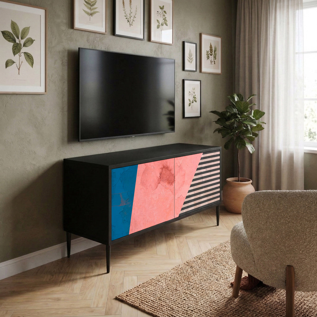GLAMOROUS STRIPE Kompaktes 2-türiges TV-Lowboard