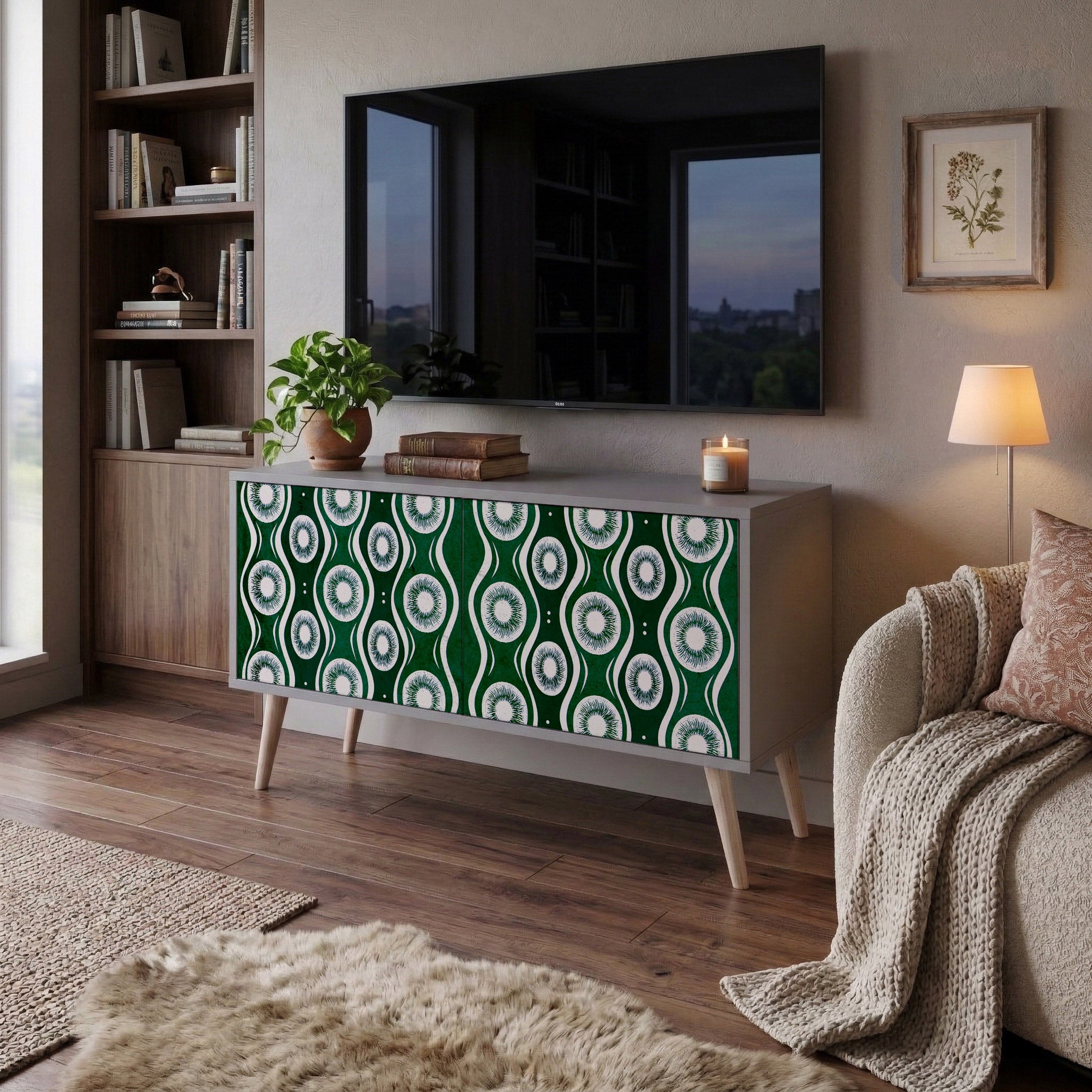GREEN EYES Compact 2-Door TV Cabinet