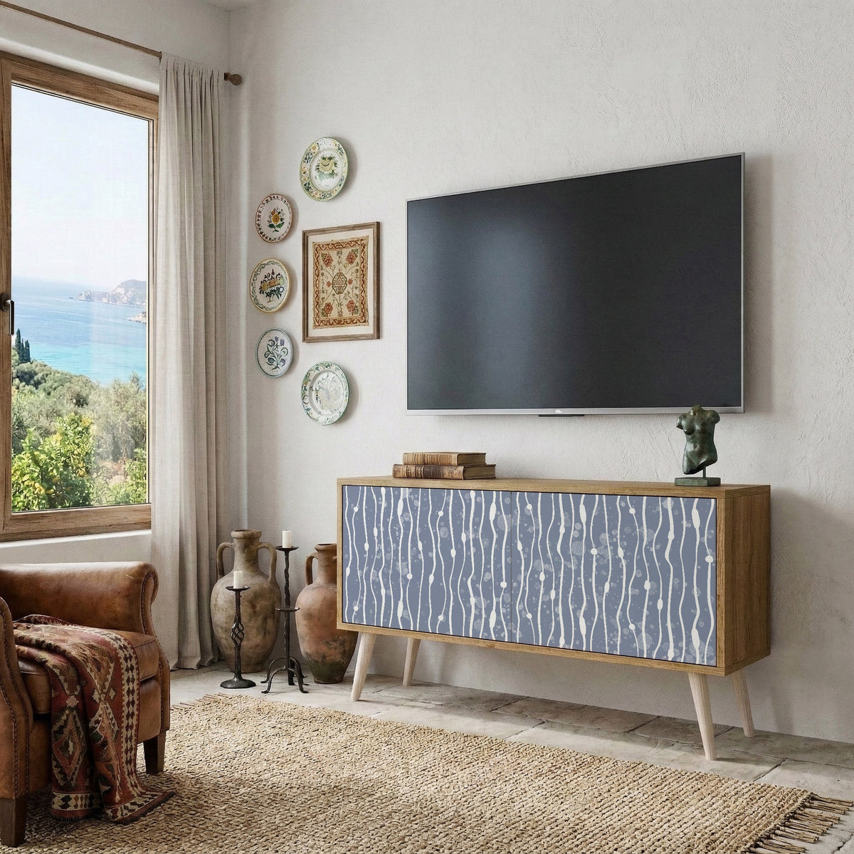 GRAPHITE RAIN Kompaktes 2-türiges TV-Lowboard