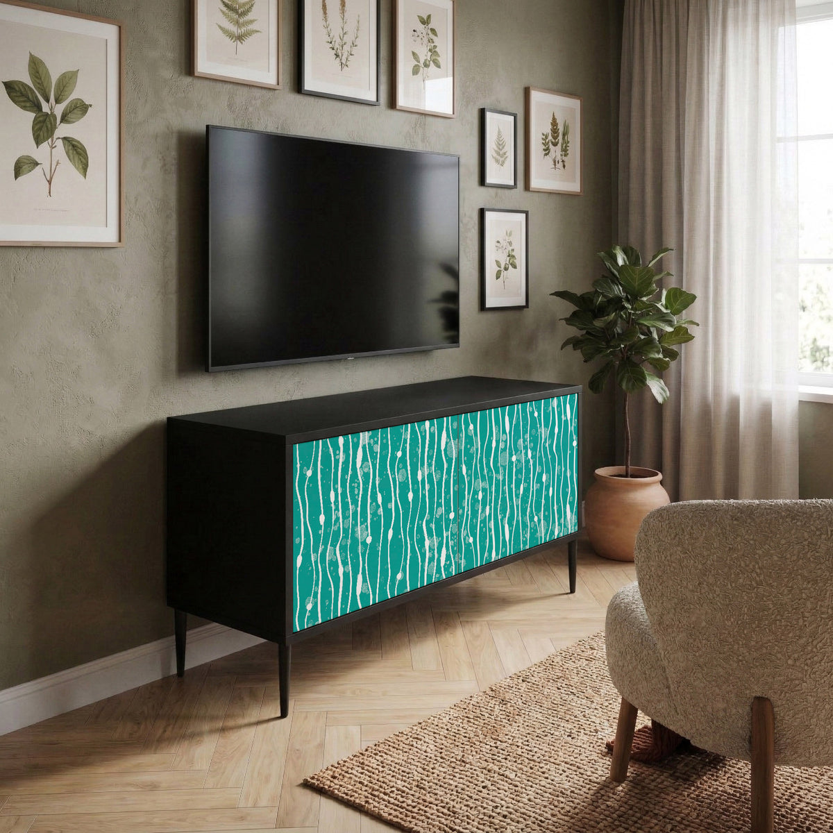 TURQUOISE RAIN Kompaktes 2-türiges TV-Lowboard