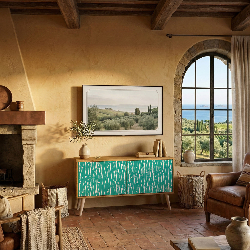 TURQUOISE RAIN Compact 2-Door TV Cabinet