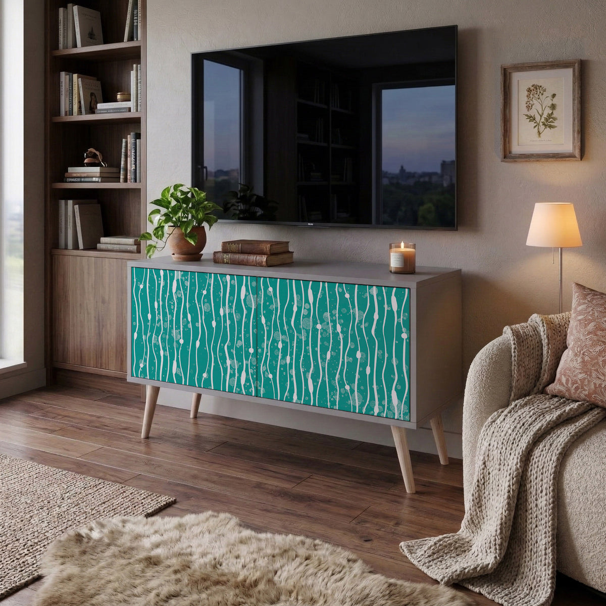 TURQUOISE RAIN Kompaktes 2-türiges TV-Lowboard