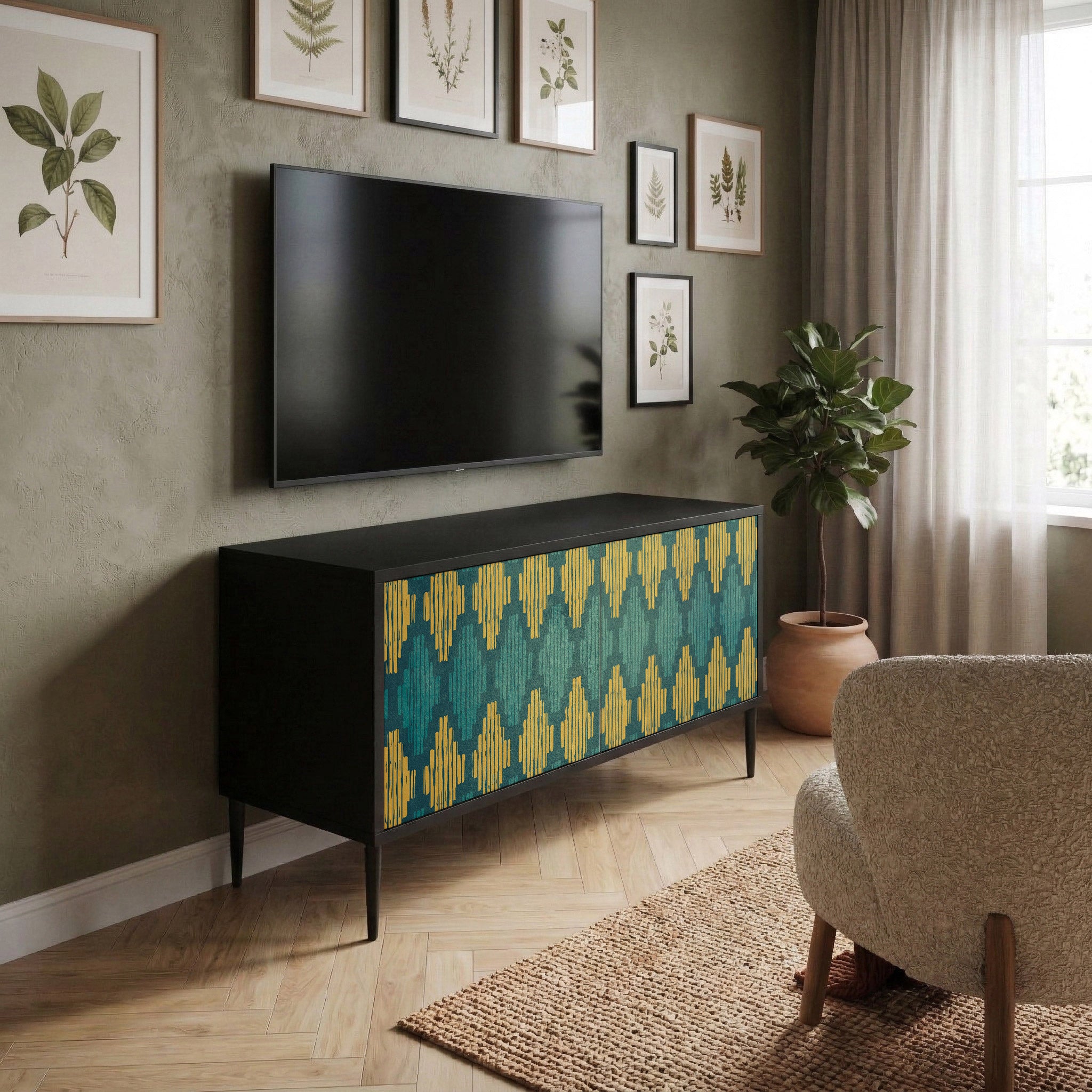 POLYGONS Compact 2-Door TV Cabinet