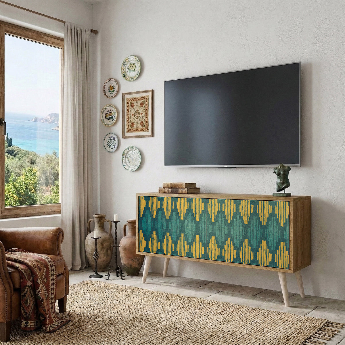 POLYGONS Kompaktes 2-türiges TV-Lowboard