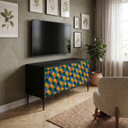 PAINTED SQUARES MIX Compact 2-Door TV Cabinet
