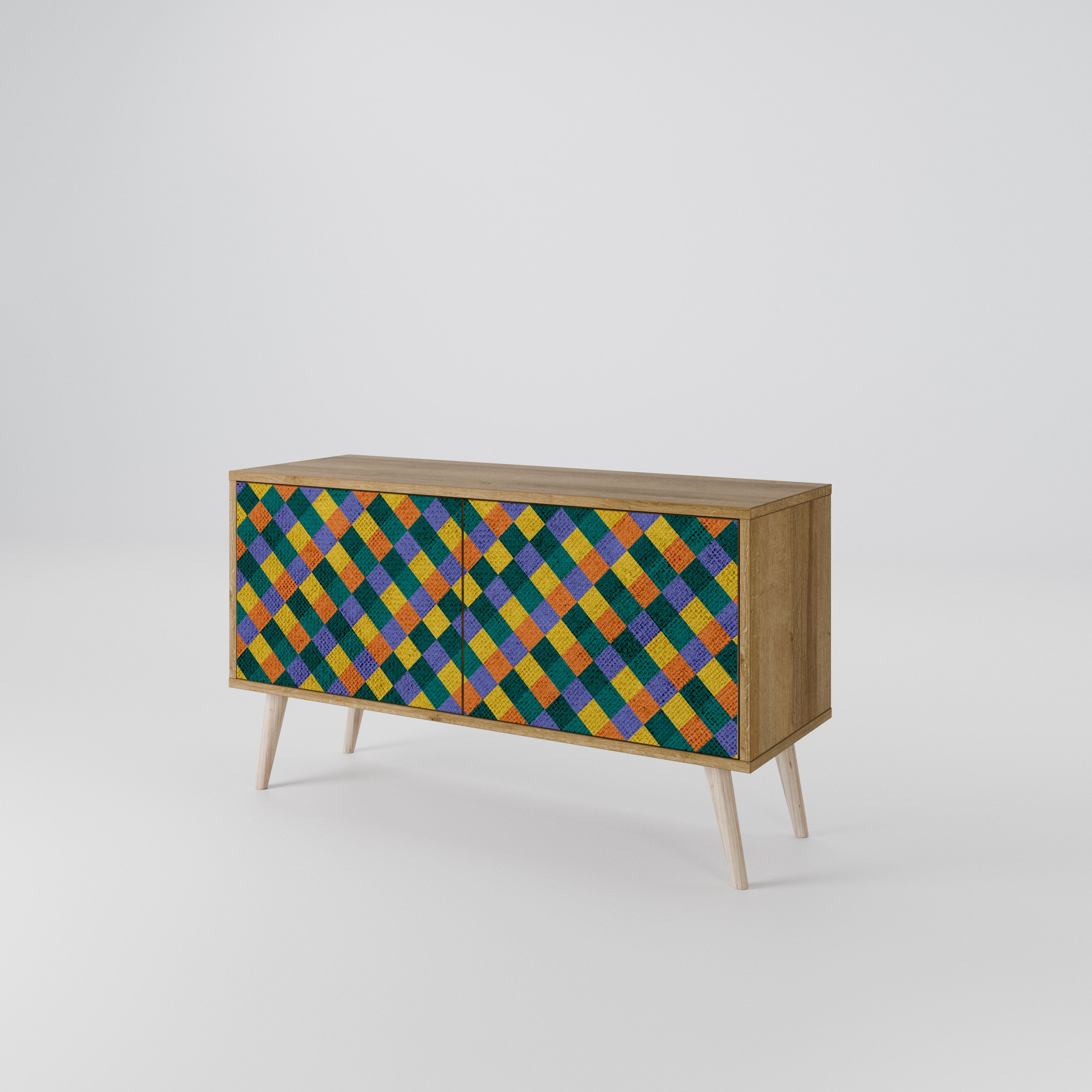 PAINTED SQUARES MIX Compact 2-Door TV Cabinet