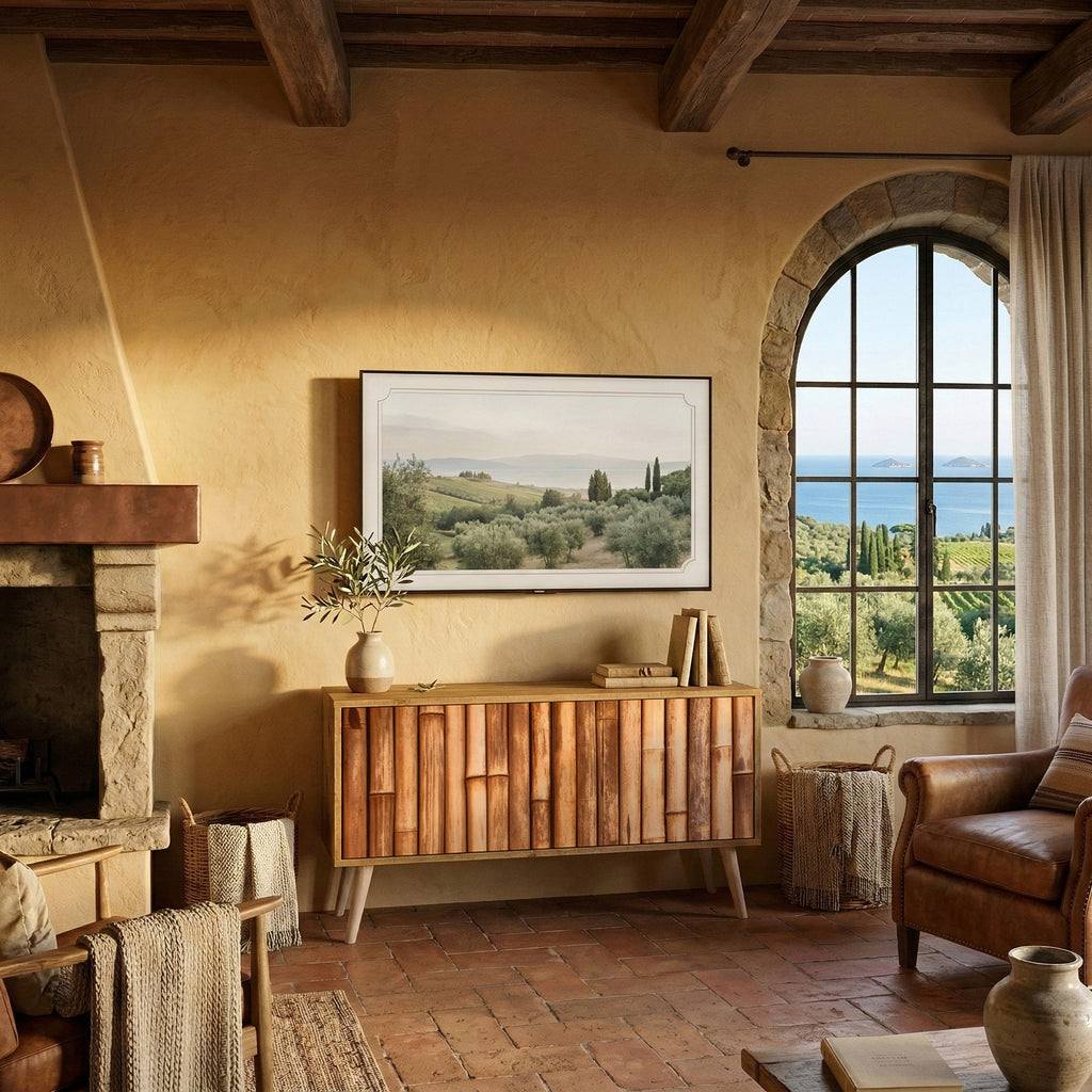 NATURAL WOOD Compact 2-Door TV Cabinet