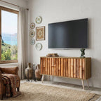 NATURAL WOOD Compact 2-Door TV Cabinet