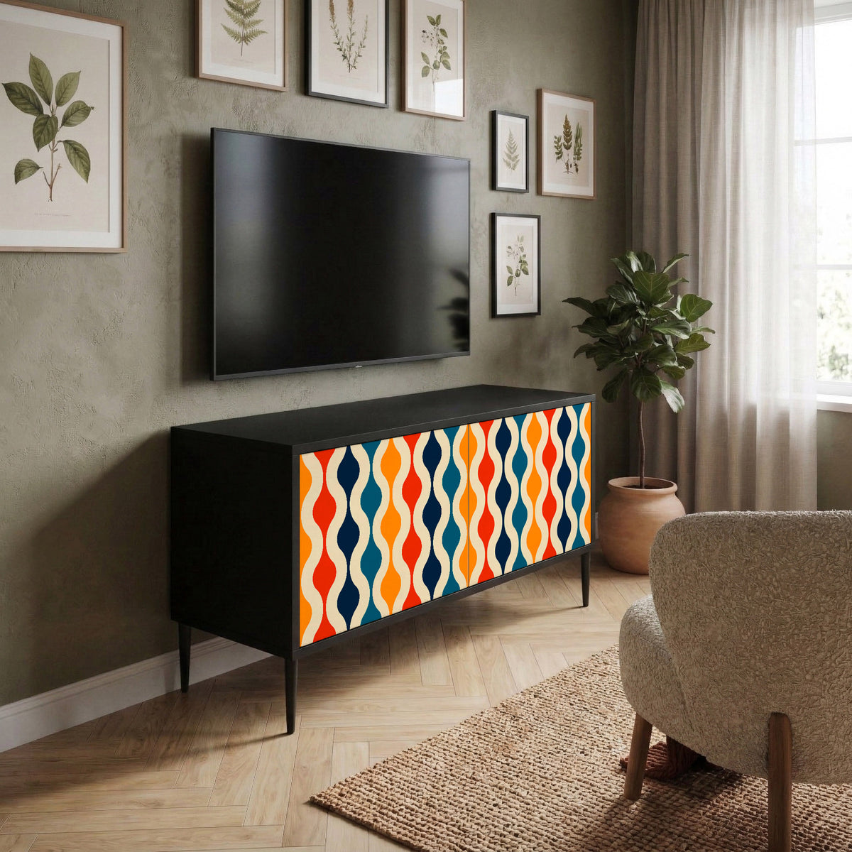 COLORFUL NOSTALGIA Kompaktes 2-türiges TV-Lowboard