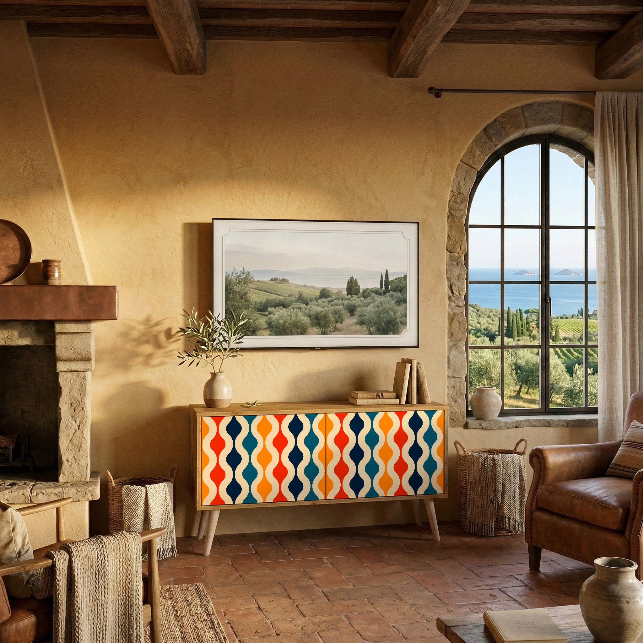 COLORFUL NOSTALGIA Kompaktes 2-türiges TV-Lowboard