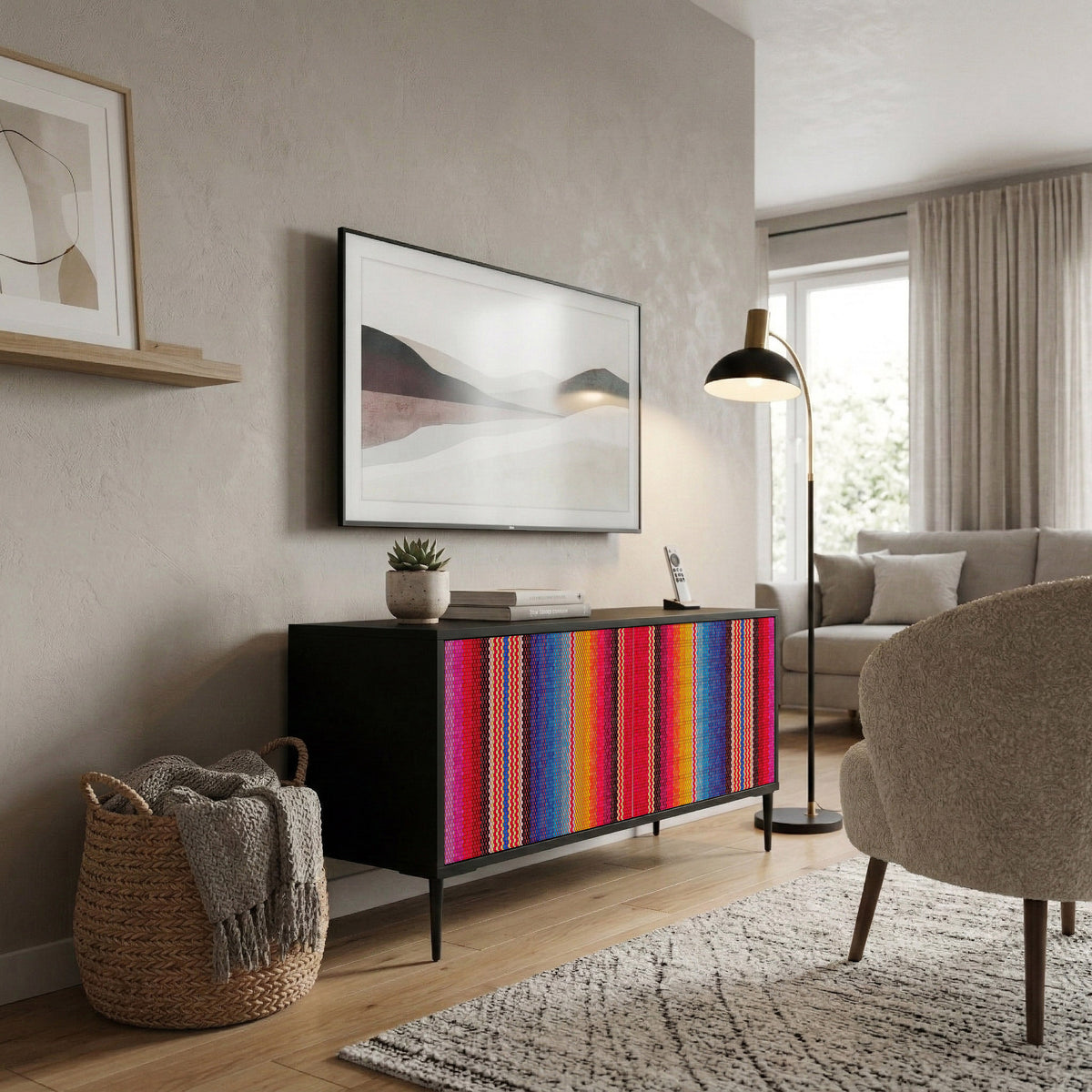 ETHNIC MEXICAN Compact 2-Door TV Cabinet