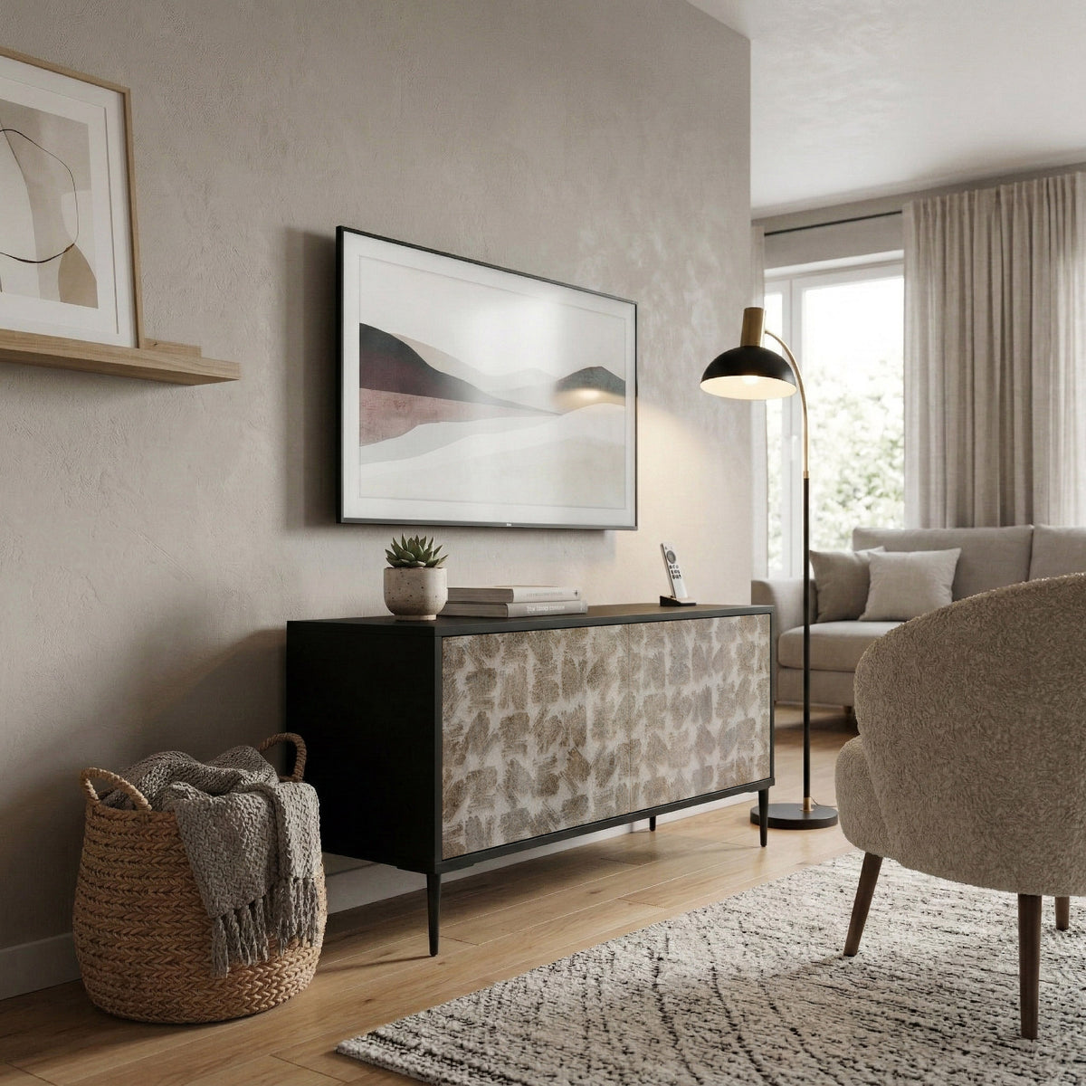SLIGHTLY BLURRED Compact 2-Door TV Cabinet