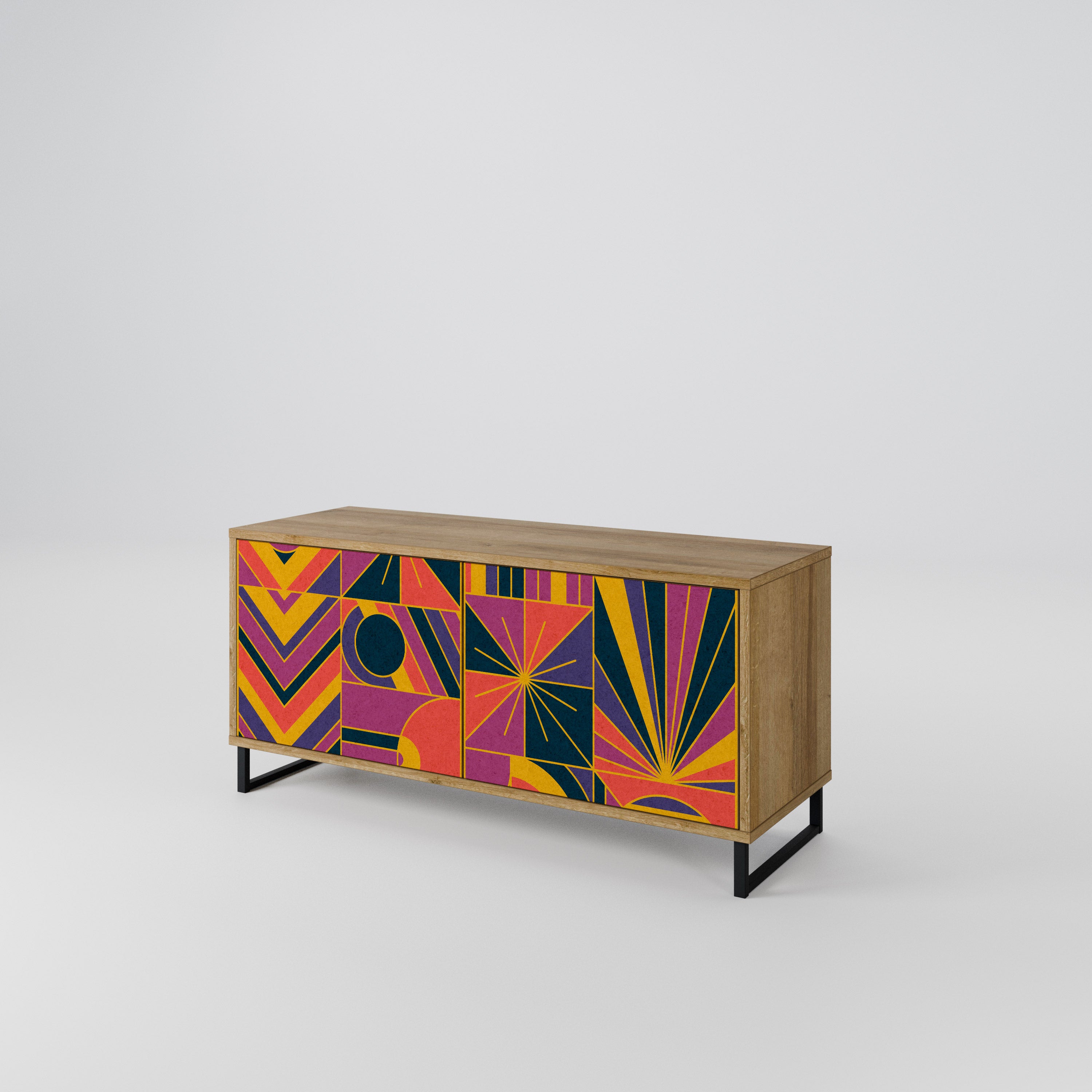 ELECTRIC PATTERNS Compact 2-Door TV Cabinet