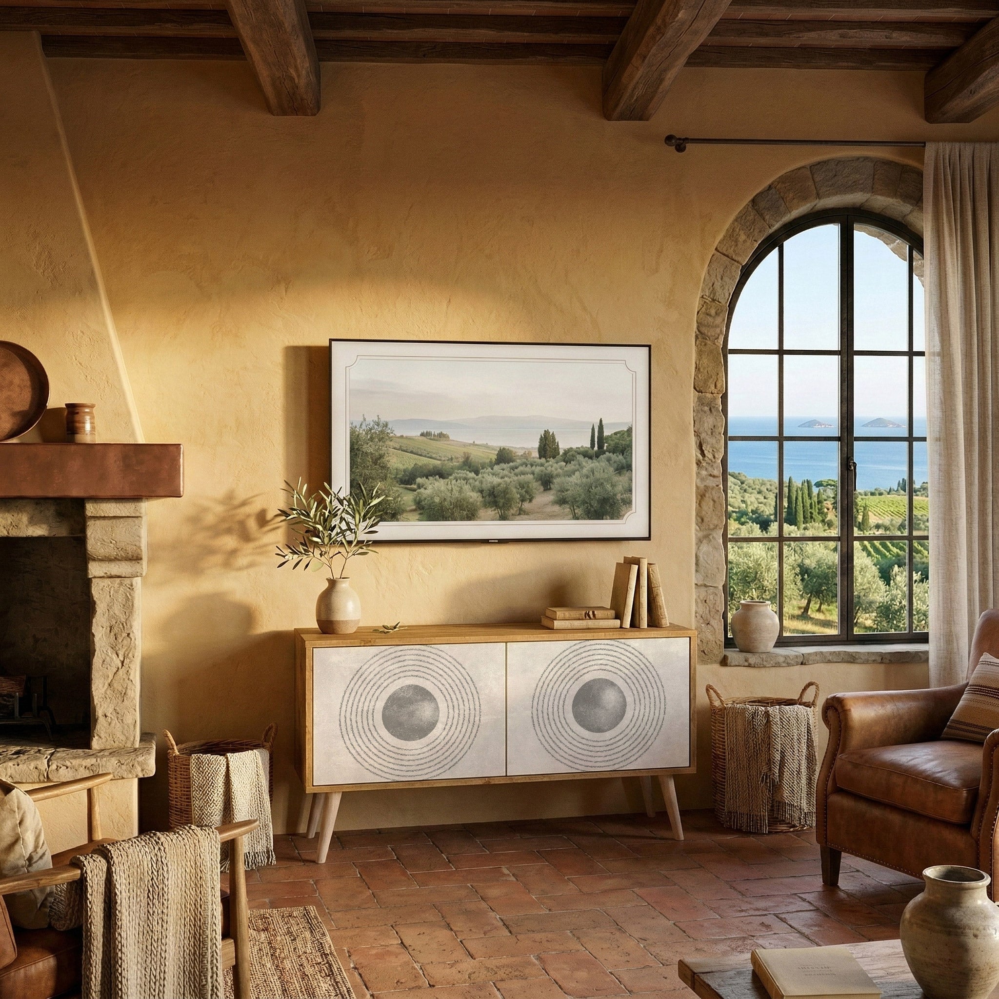 SOLID CIRCLES Compact 2-Door TV Cabinet