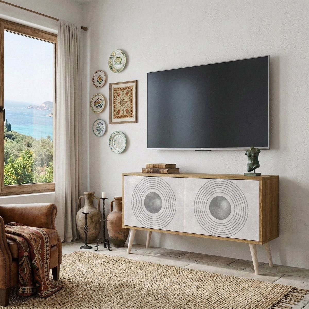 SOLID CIRCLES Compact 2-Door TV Cabinet