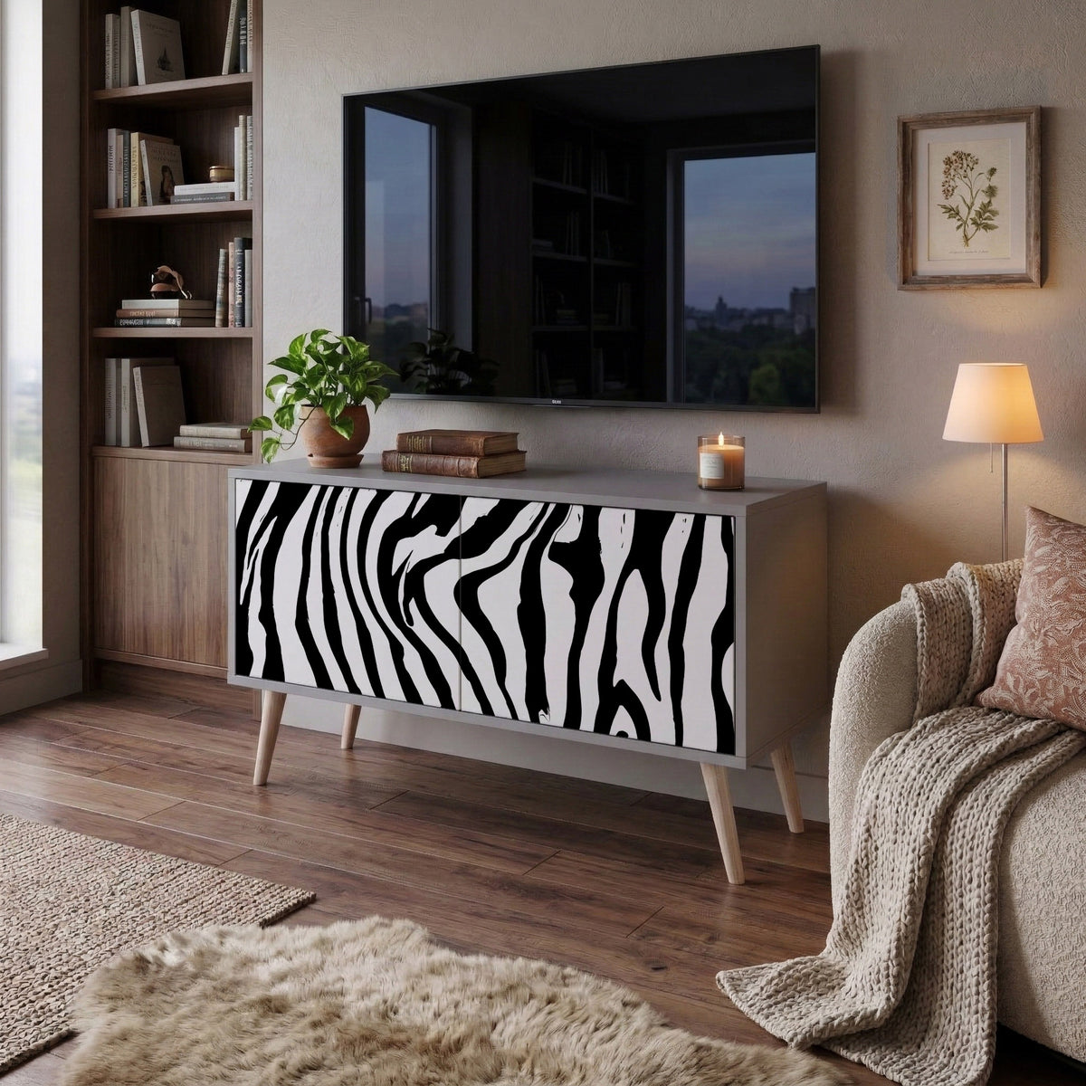 SPLENDID ZEBRA Kompaktes 2-türiges TV-Lowboard