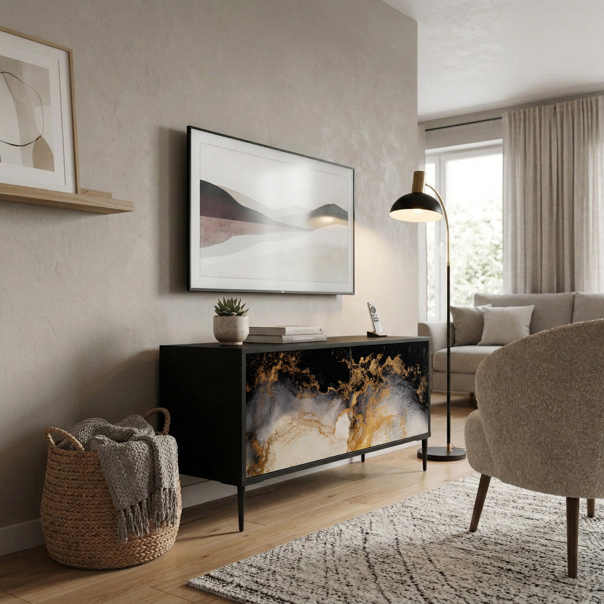 MARBLE OF TOMMORROW Kompaktes 2-türiges TV-Lowboard