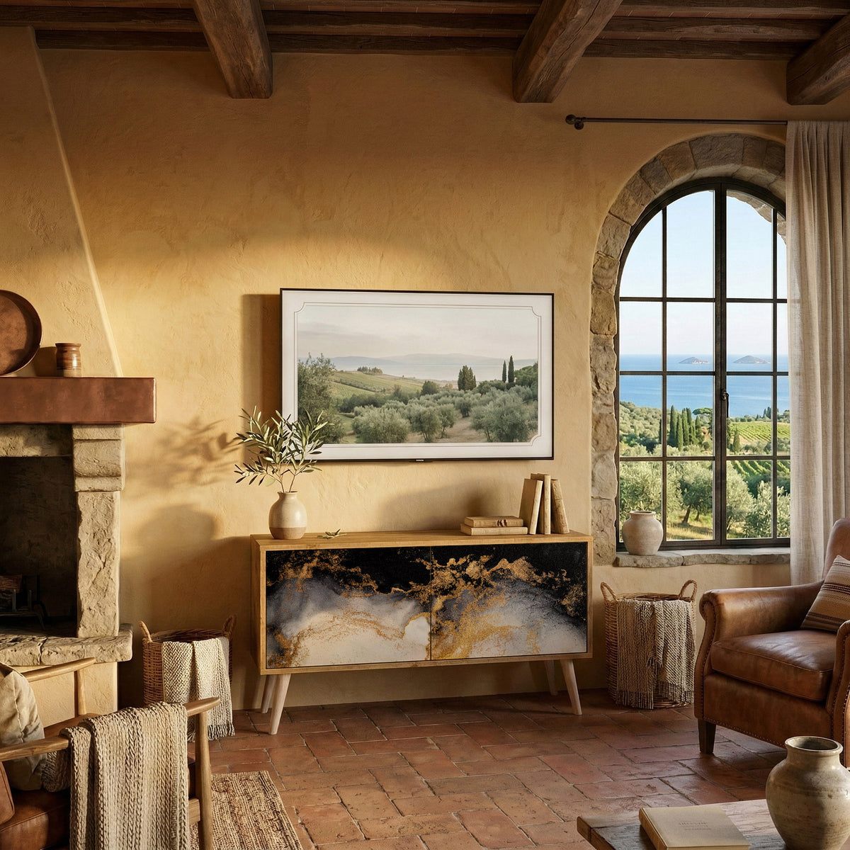 MARBLE OF TOMMORROW Kompaktes 2-türiges TV-Lowboard