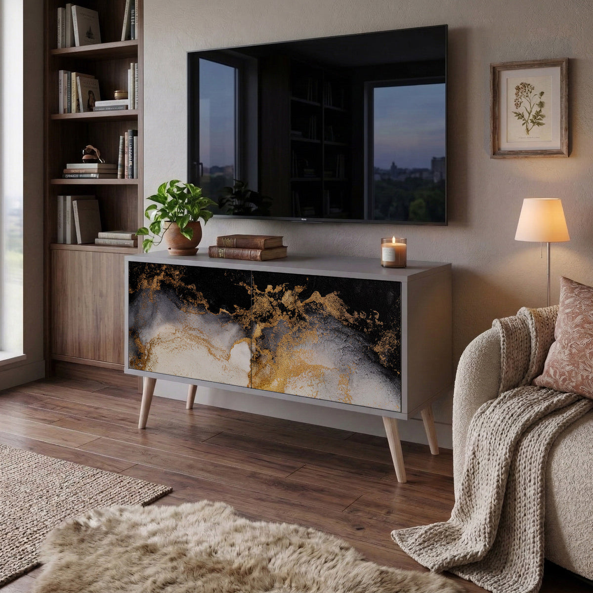 MARBLE OF TOMMORROW Kompaktes 2-türiges TV-Lowboard