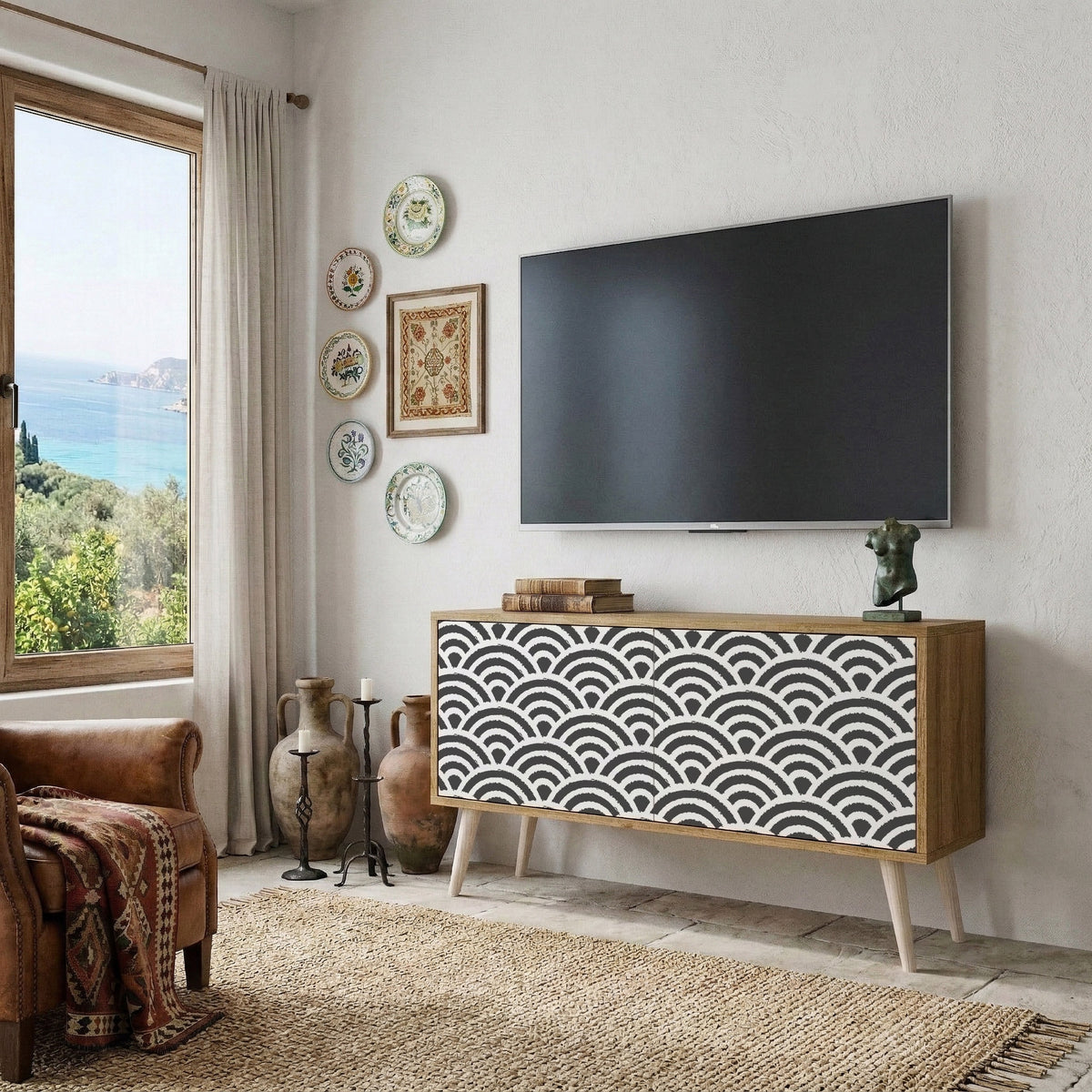 GLOOMY HOST Compact 2-Door TV Cabinet