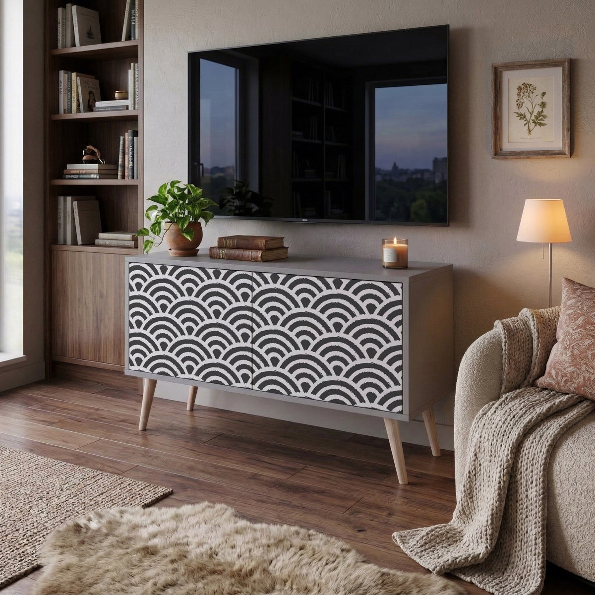 GLOOMY HOST Compact 2-Door TV Cabinet
