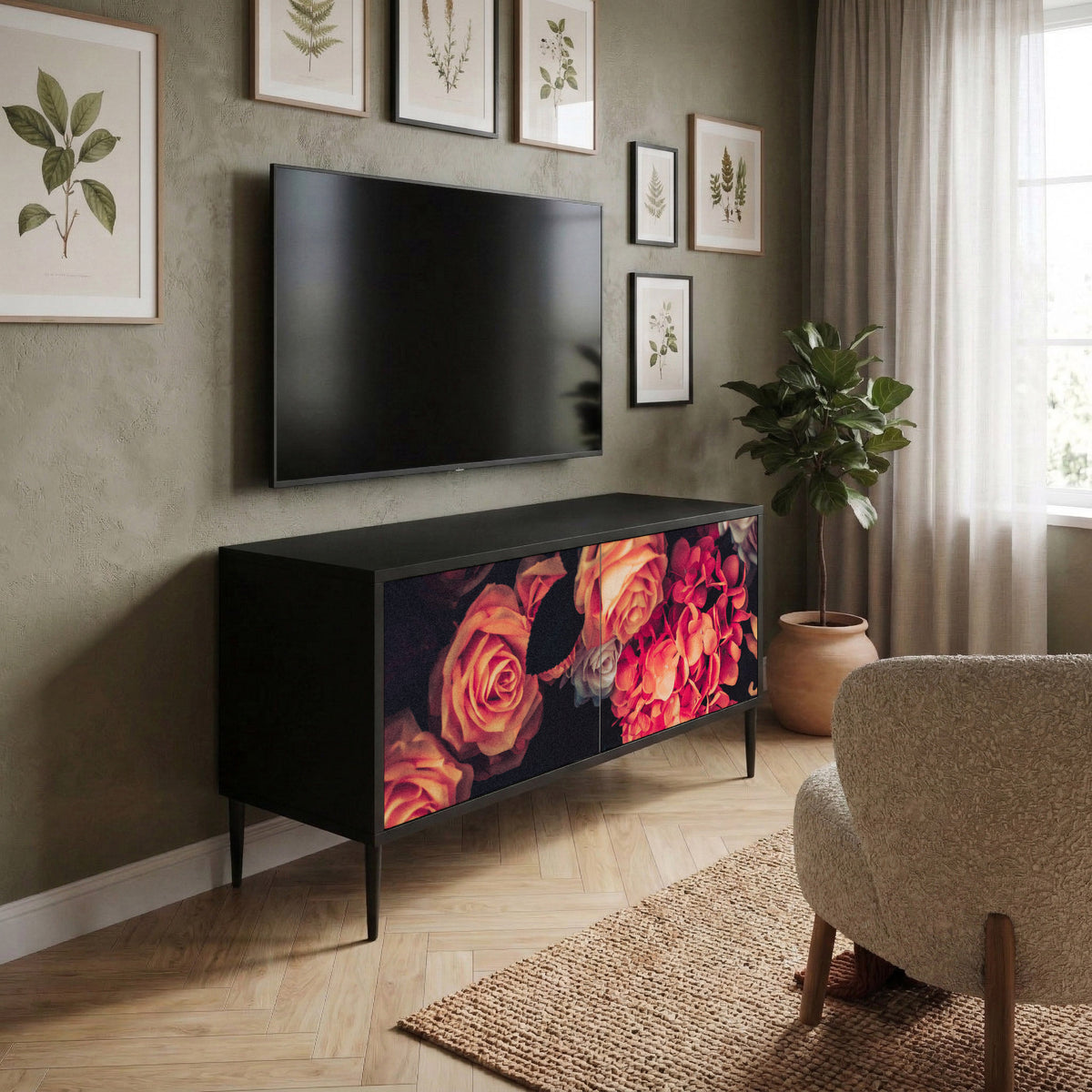 NEVERENDING BLOOM Compact 2-Door TV Cabinet