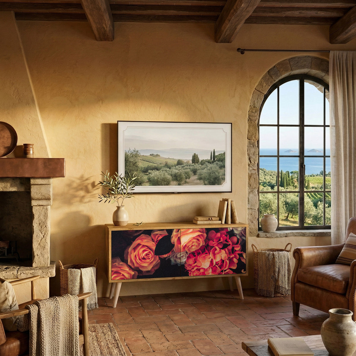 NEVERENDING BLOOM Compact 2-Door TV Cabinet