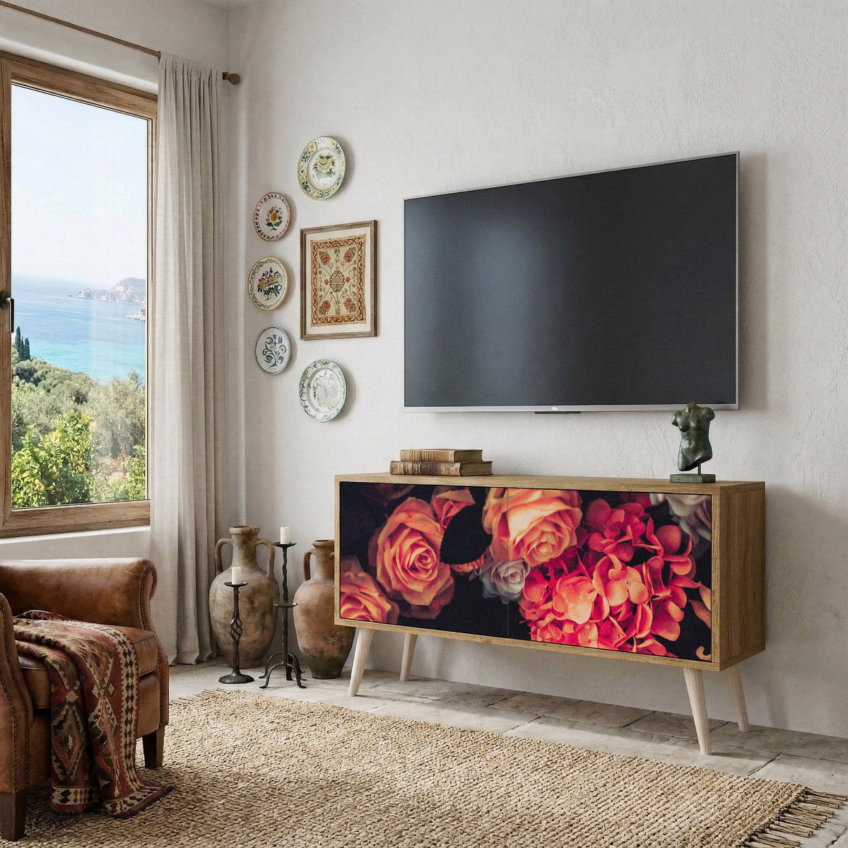 NEVERENDING BLOOM Compact 2-Door TV Cabinet