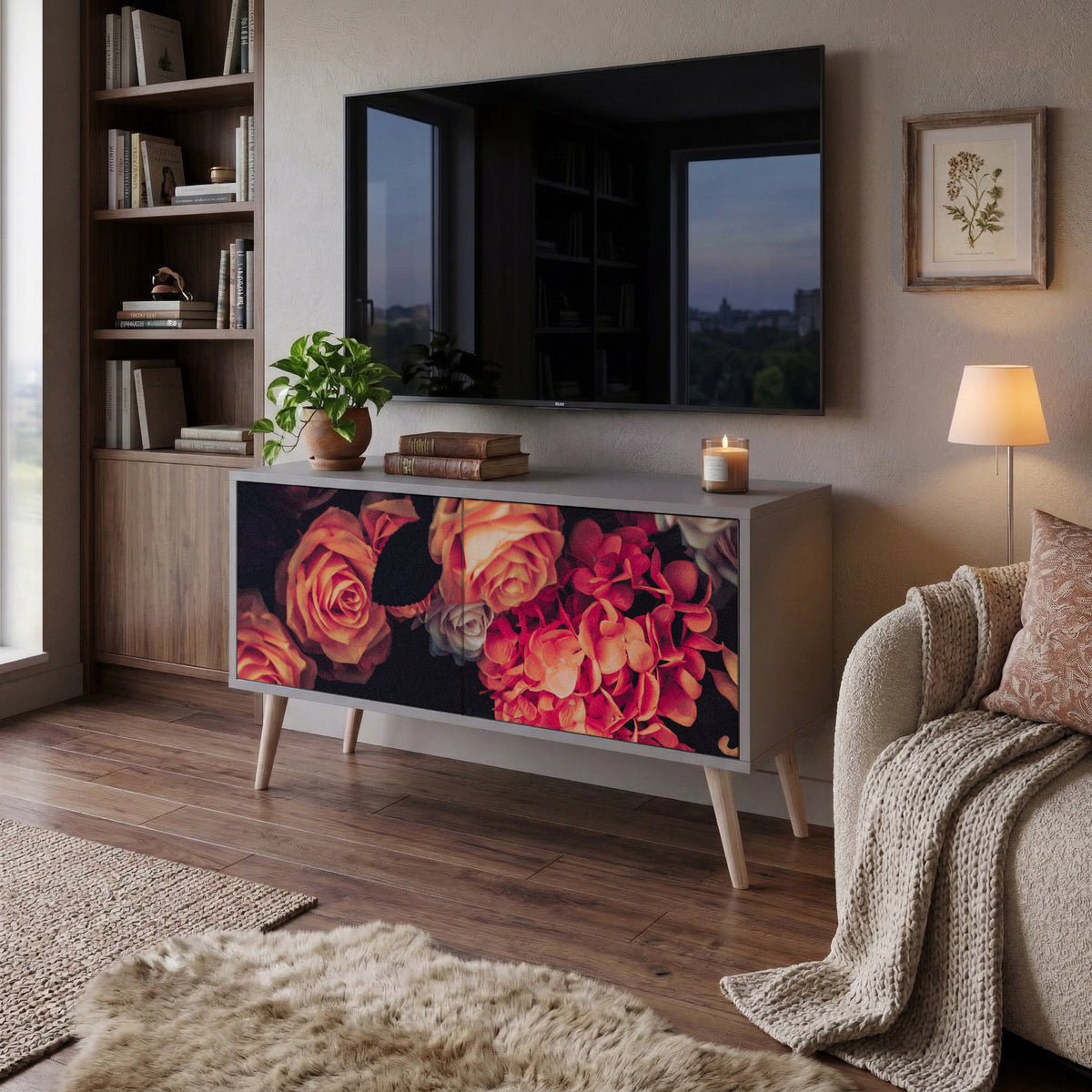 NEVERENDING BLOOM Compact 2-Door TV Cabinet
