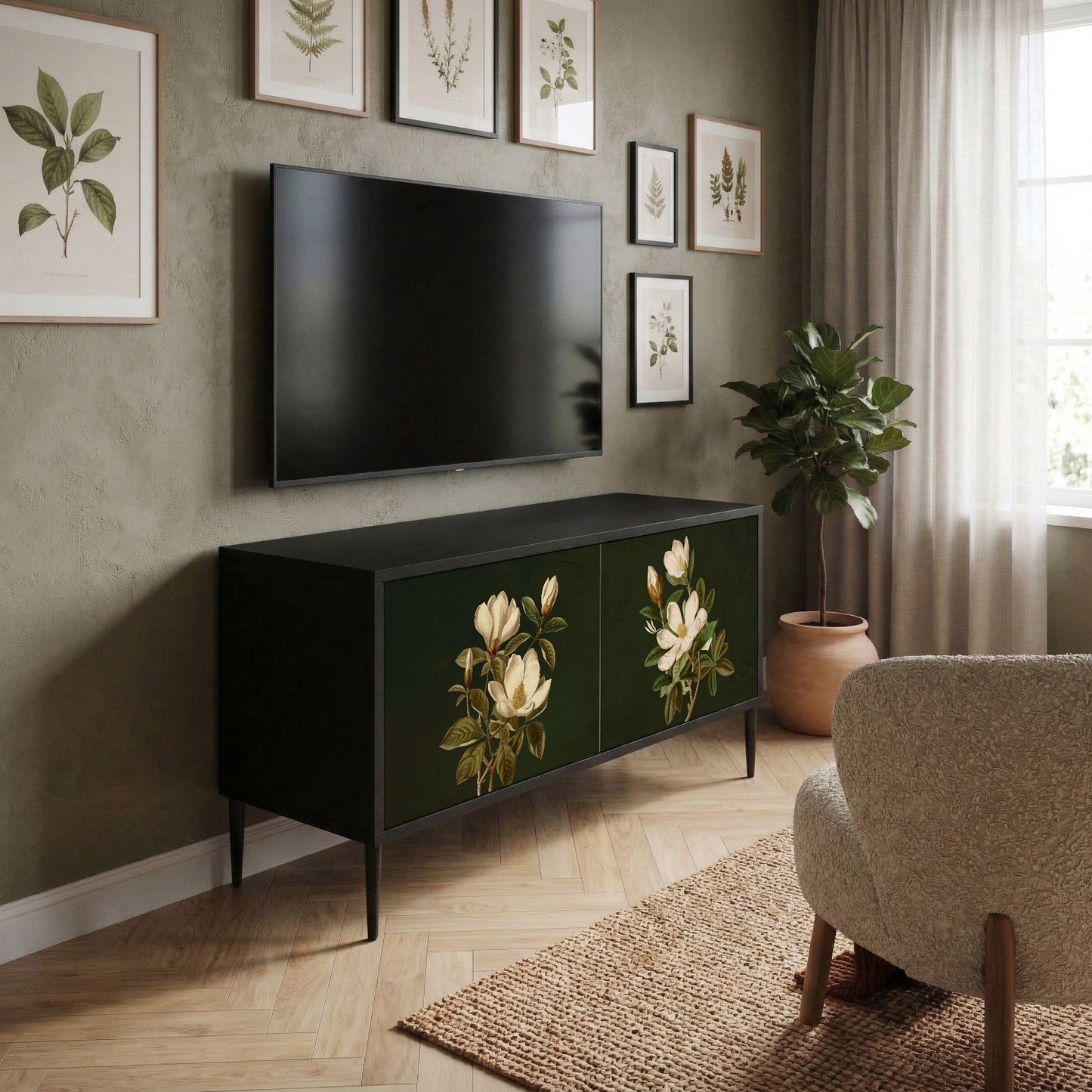 FLORAL NOIR Kompaktes 2-türiges TV-Lowboard