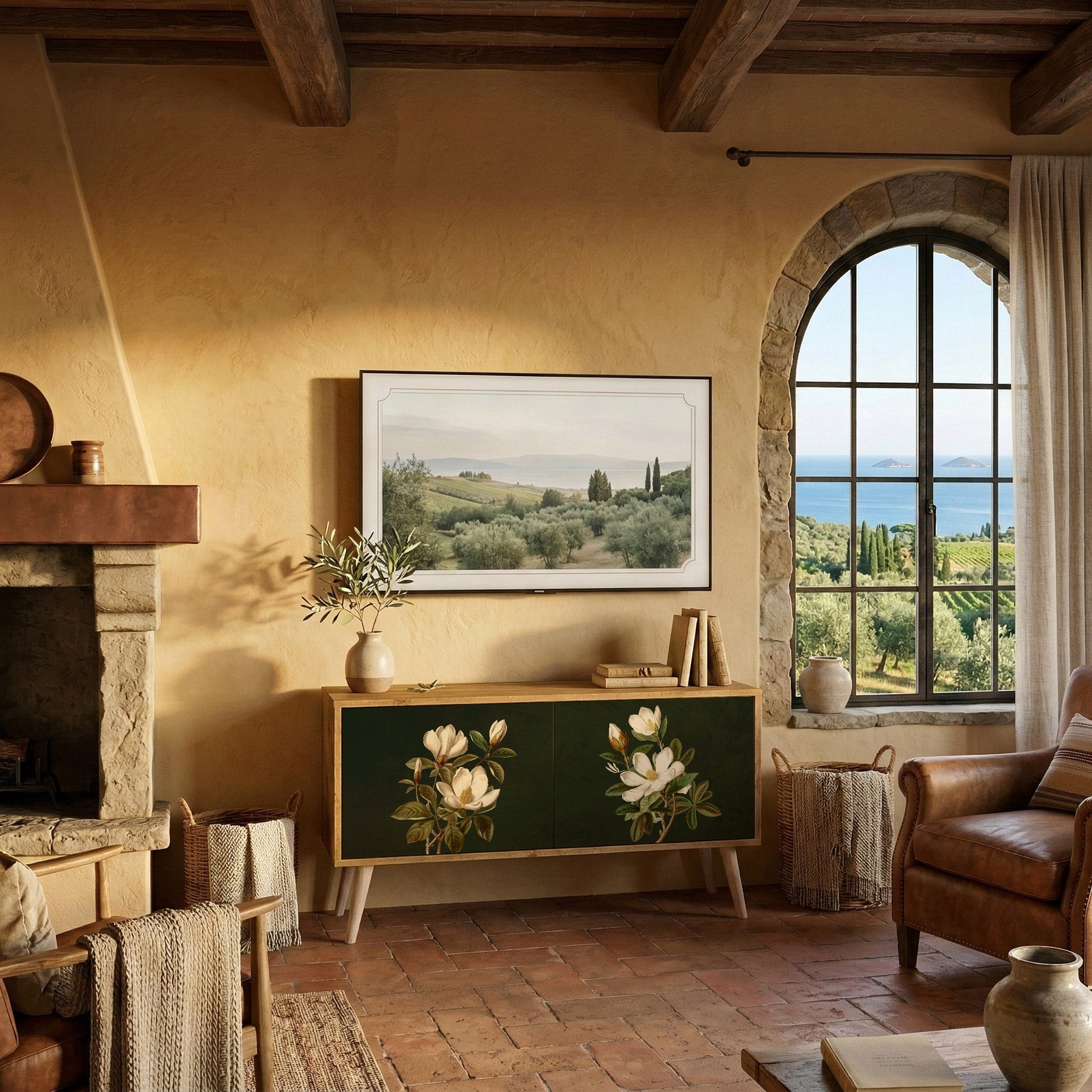 FLORAL NOIR Kompaktes 2-türiges TV-Lowboard