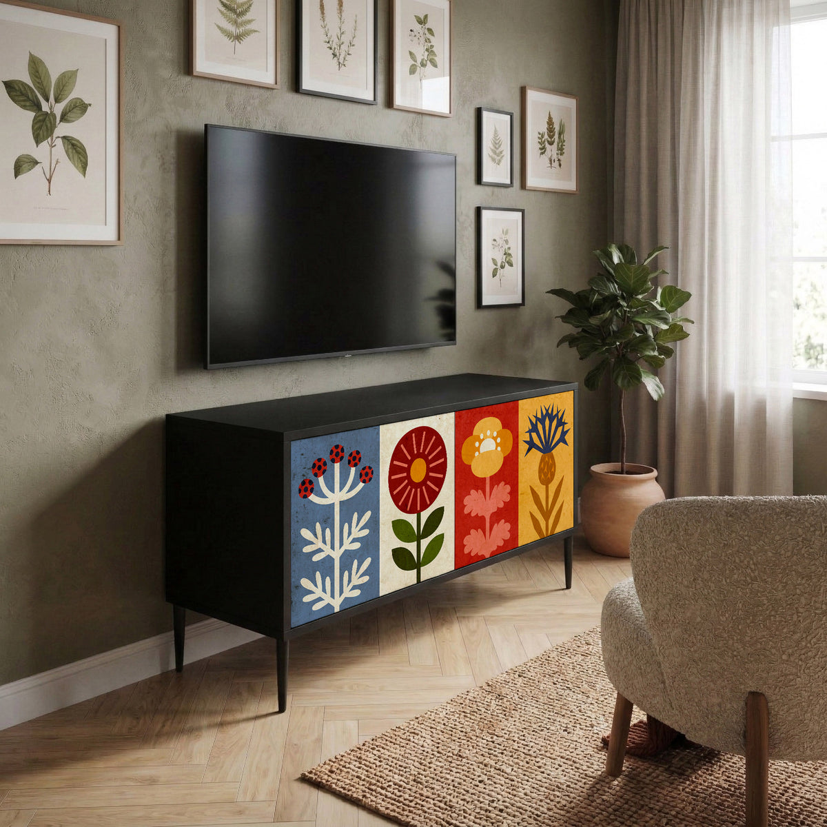 SCANDIC FLOWERET Compact 2-Door TV Cabinet