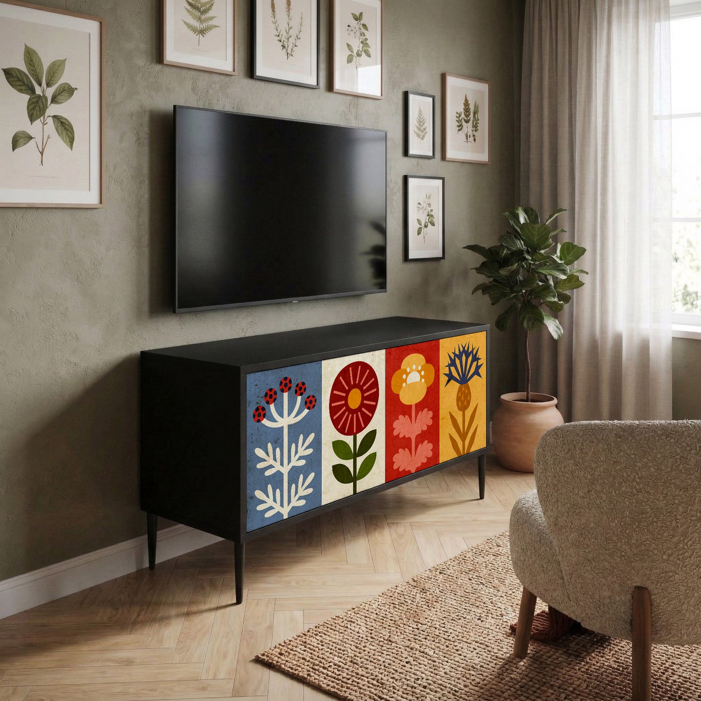SCANDIC FLOWERET Kompaktes 2-türiges TV-Lowboard