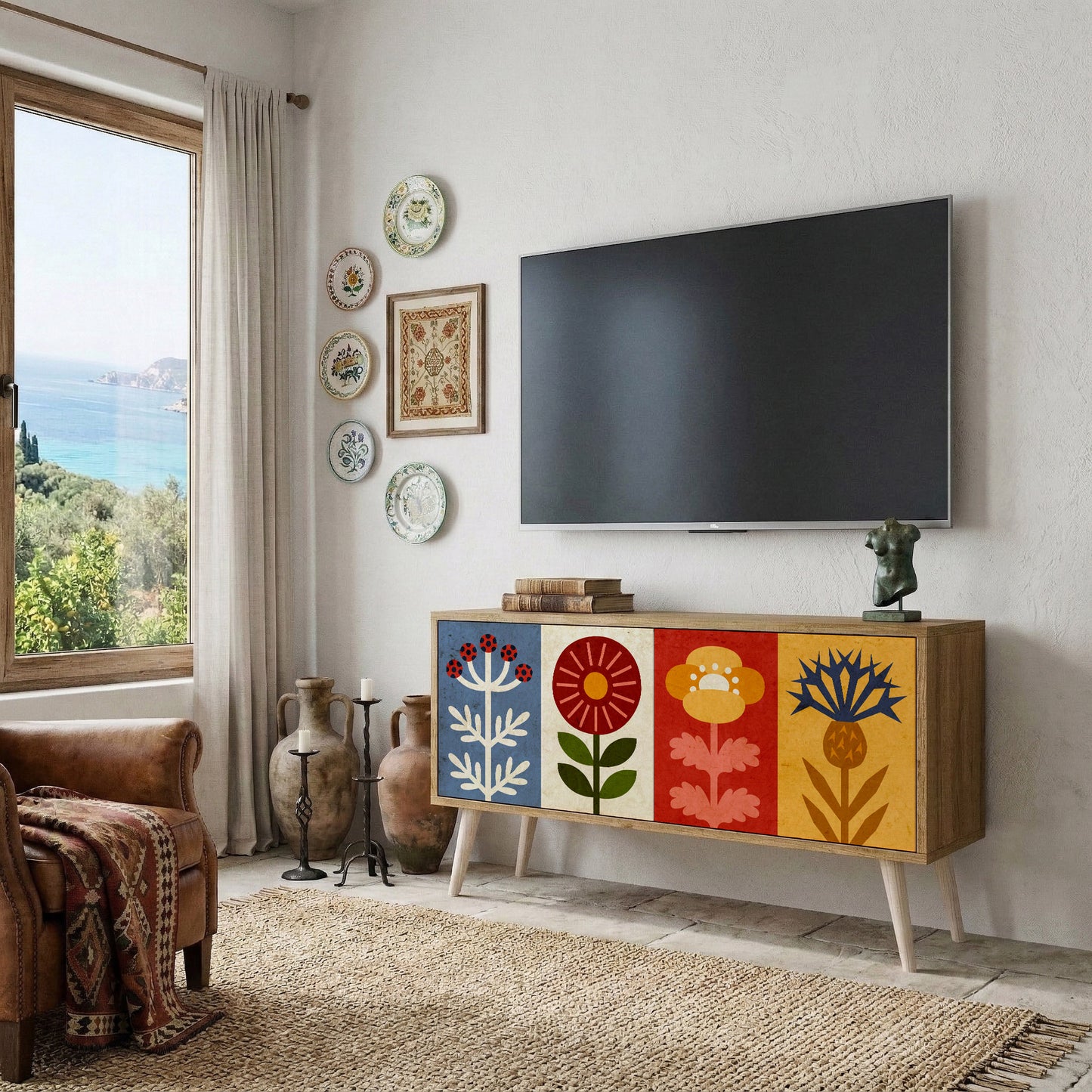 SCANDIC FLOWERET Kompaktes 2-türiges TV-Lowboard