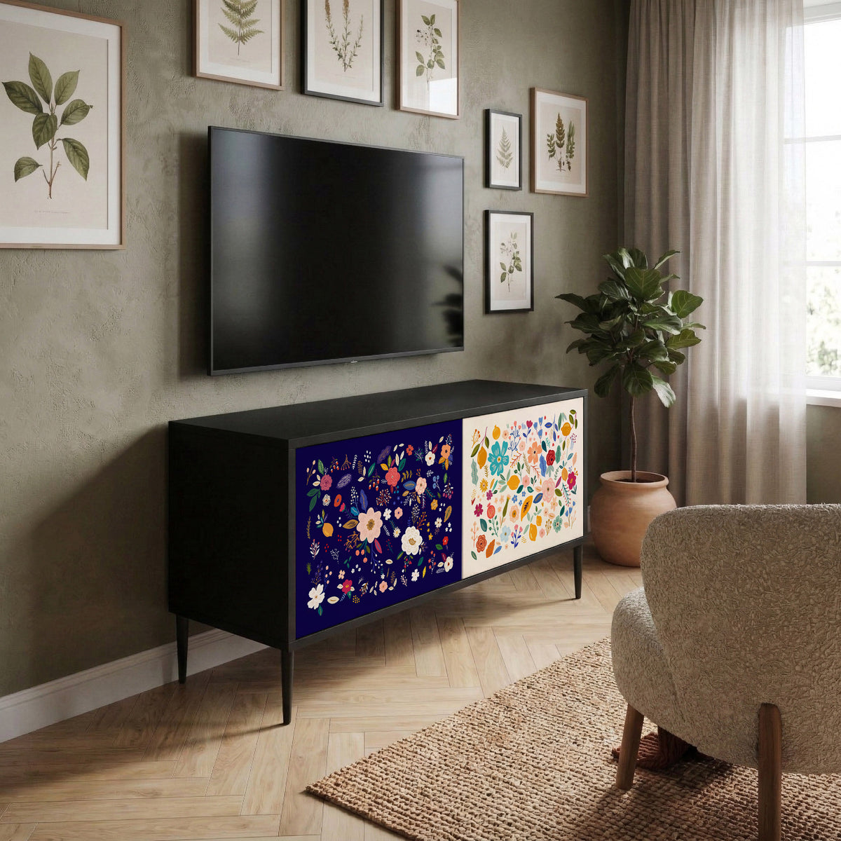 FLORAL COMBINATION Kompaktes 2-türiges TV-Lowboard