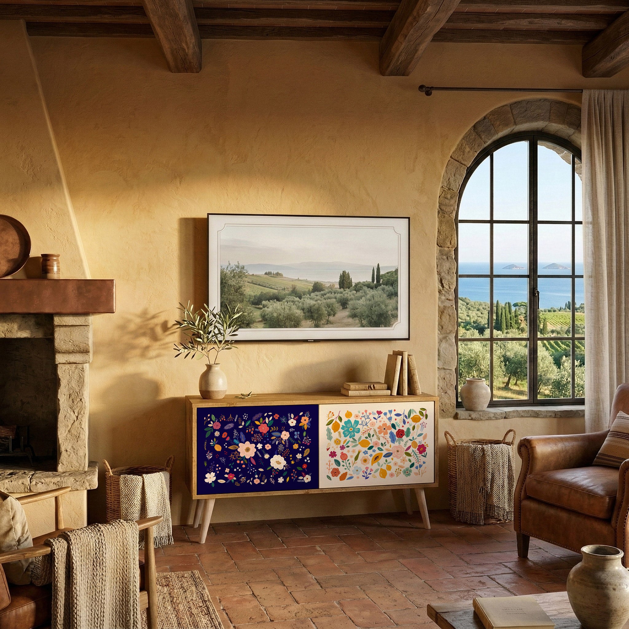 FLORAL COMBINATION Kompaktes 2-türiges TV-Lowboard