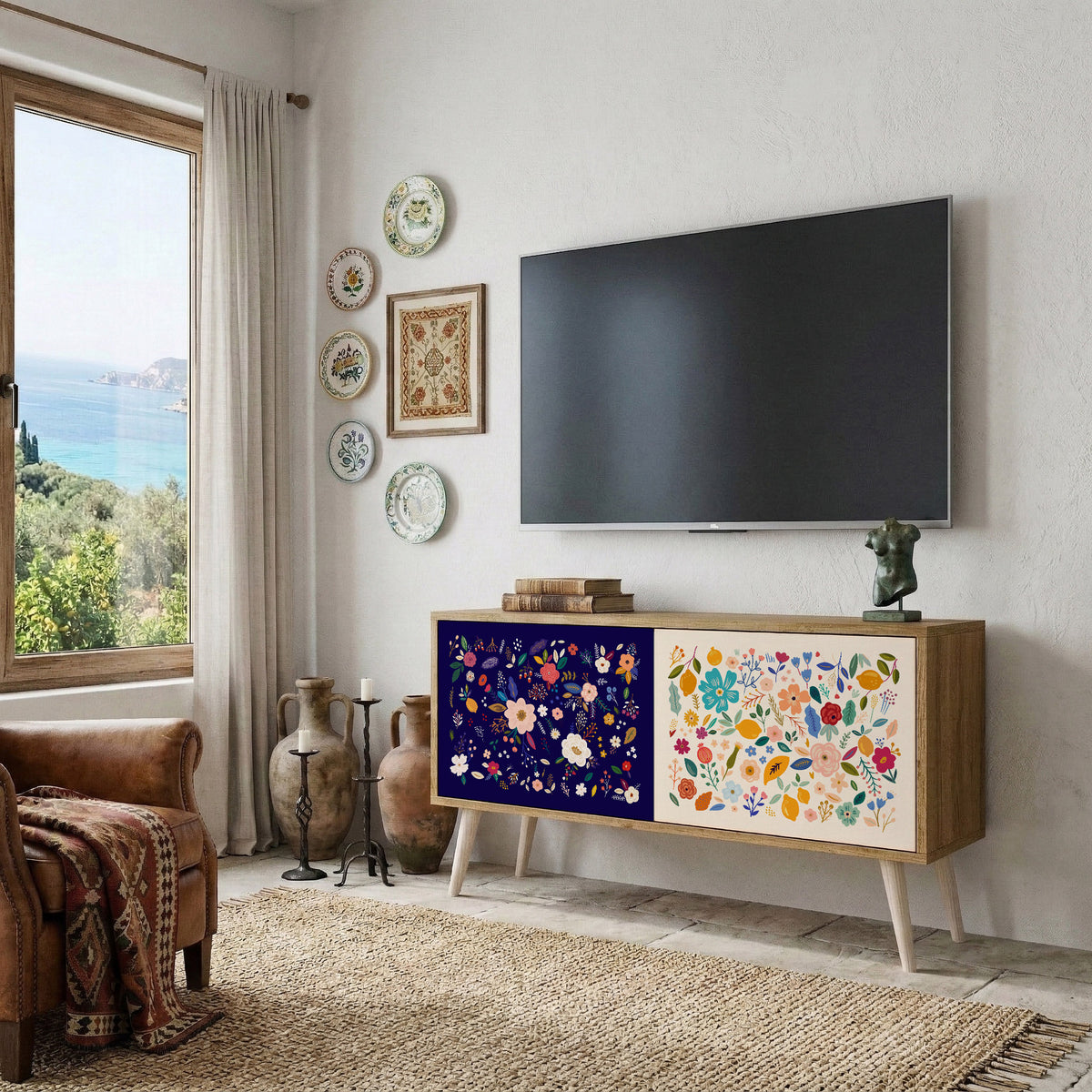 FLORAL COMBINATION Kompaktes 2-türiges TV-Lowboard