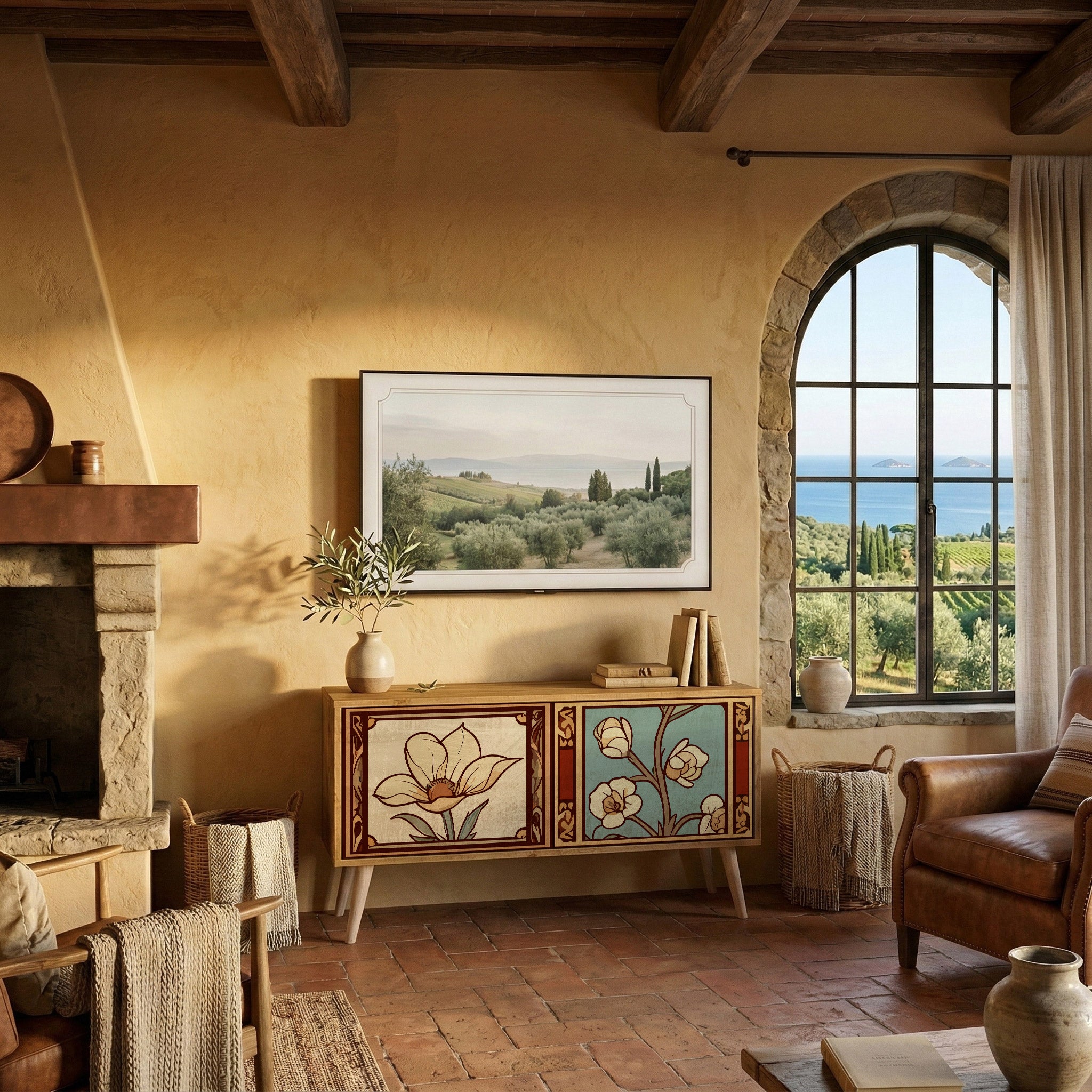 TIMELESS FLORA Kompaktes 2-türiges TV-Lowboard