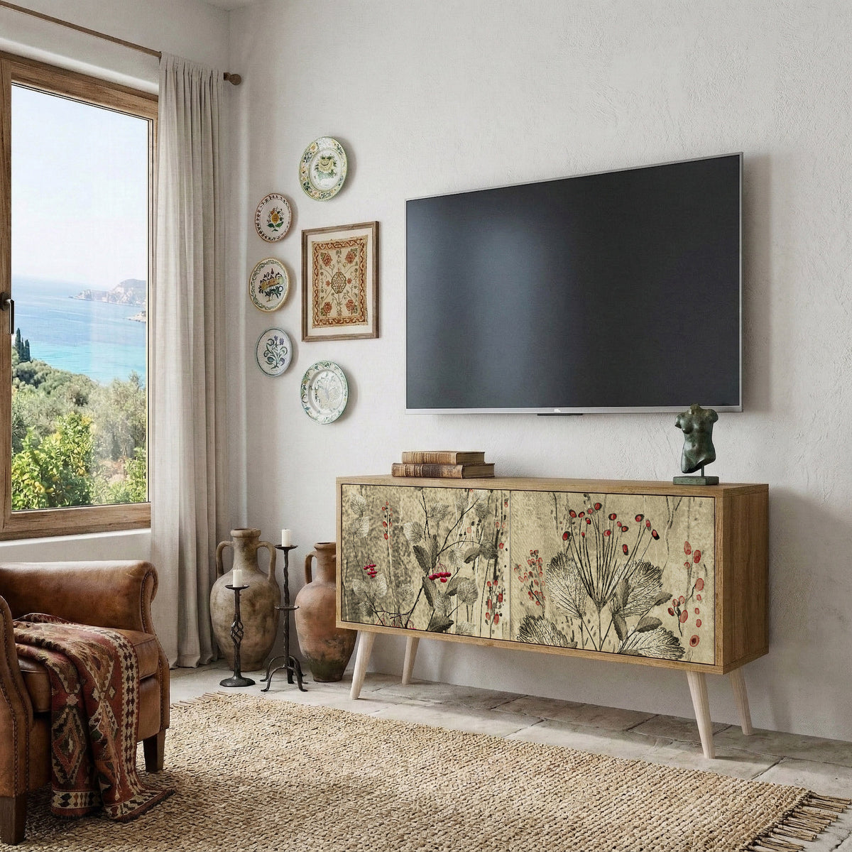 HERBAL GRACE Compact 2-Door TV Cabinet