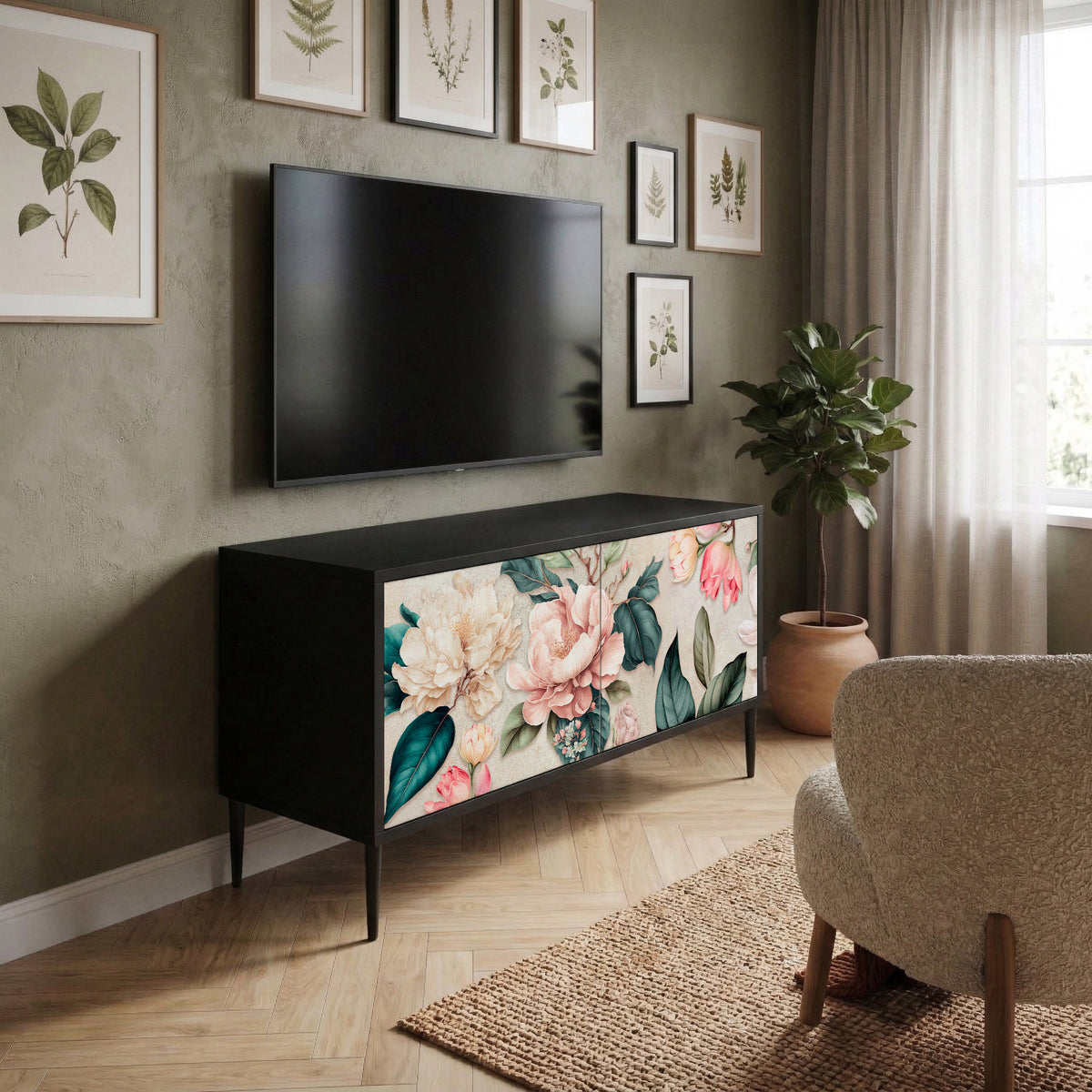 FLORAL GRACE Kompaktes 2-türiges TV-Lowboard