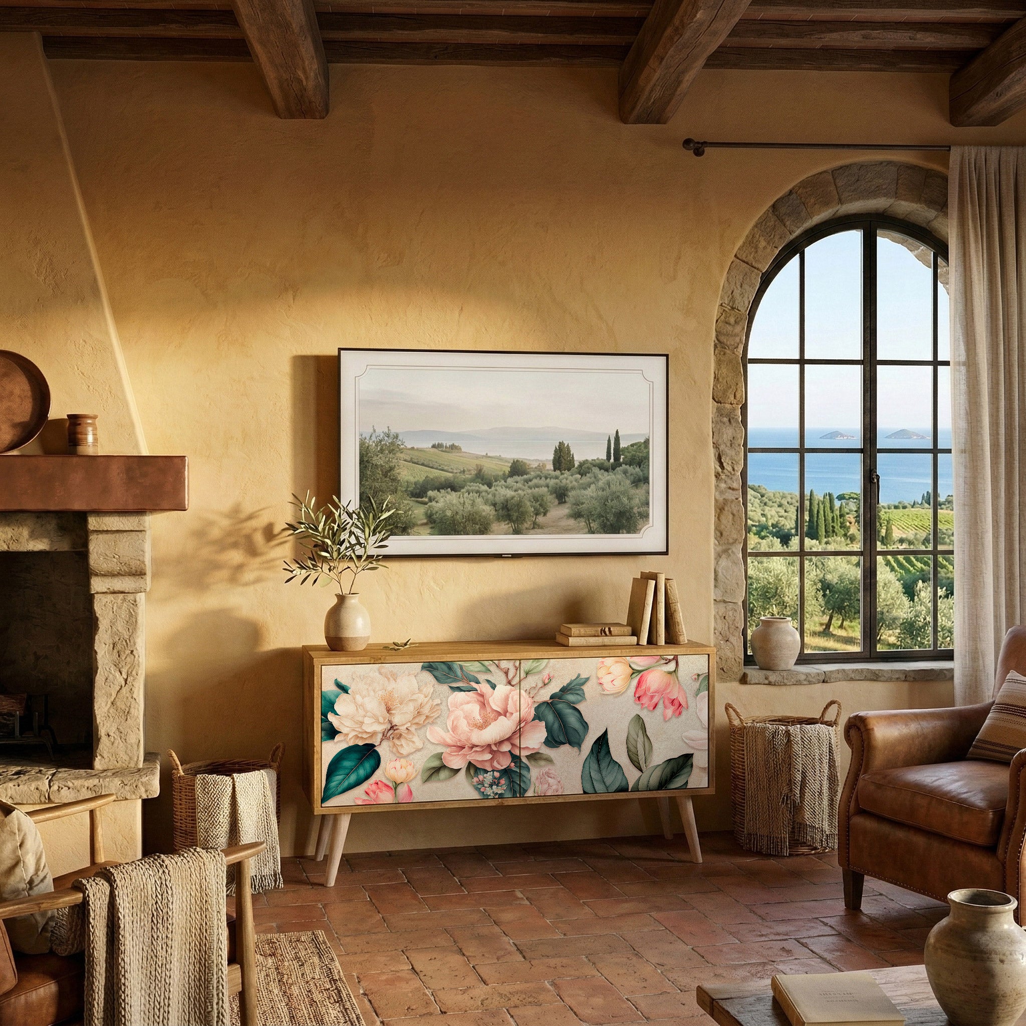 FLORAL GRACE Kompaktes 2-türiges TV-Lowboard