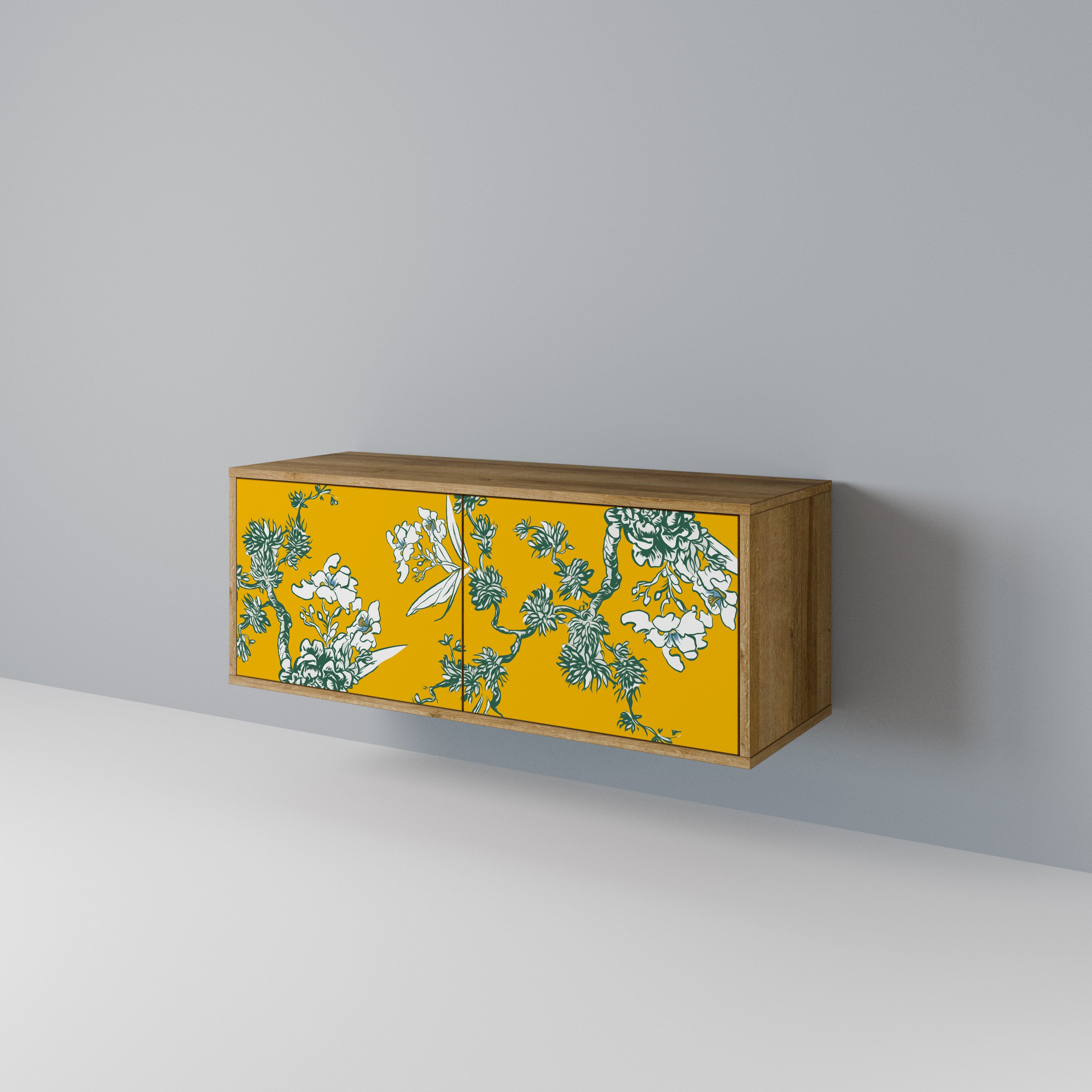 YELLOW CHINOISERIE Compact 2-Door TV Cabinet