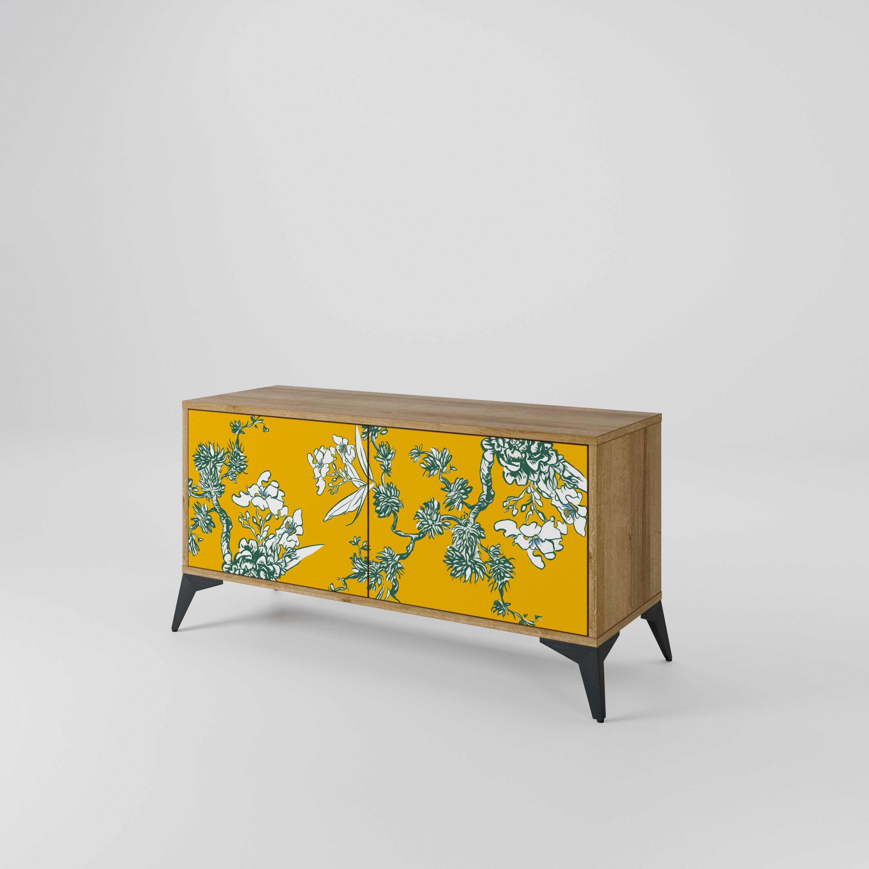 YELLOW CHINOISERIE Compact 2-Door TV Cabinet