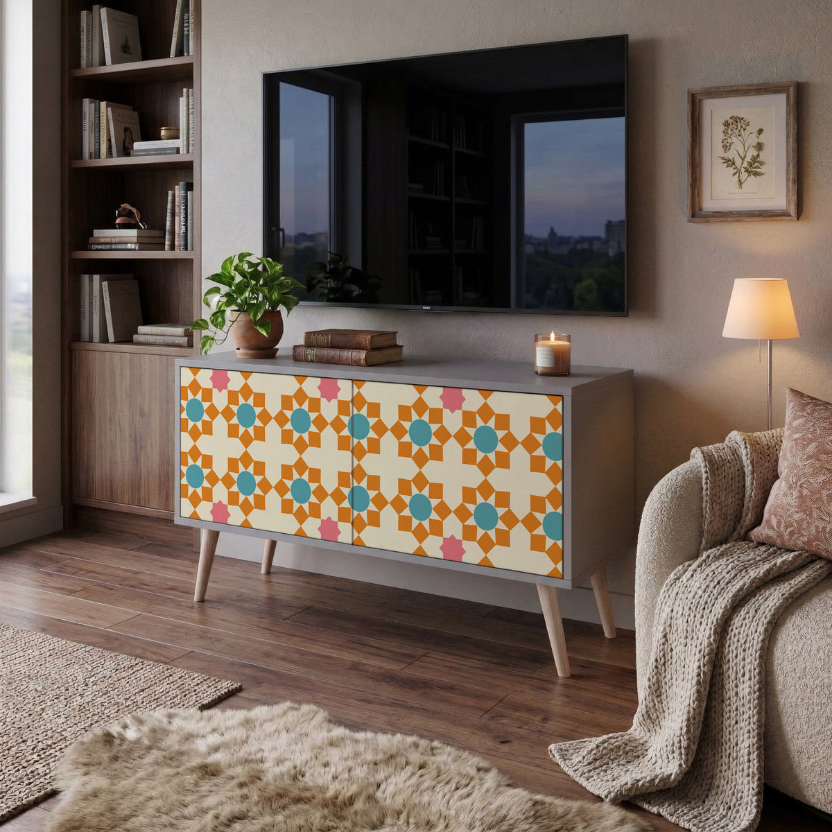 FLORAL DECOR Kompaktes 2-türiges TV-Lowboard
