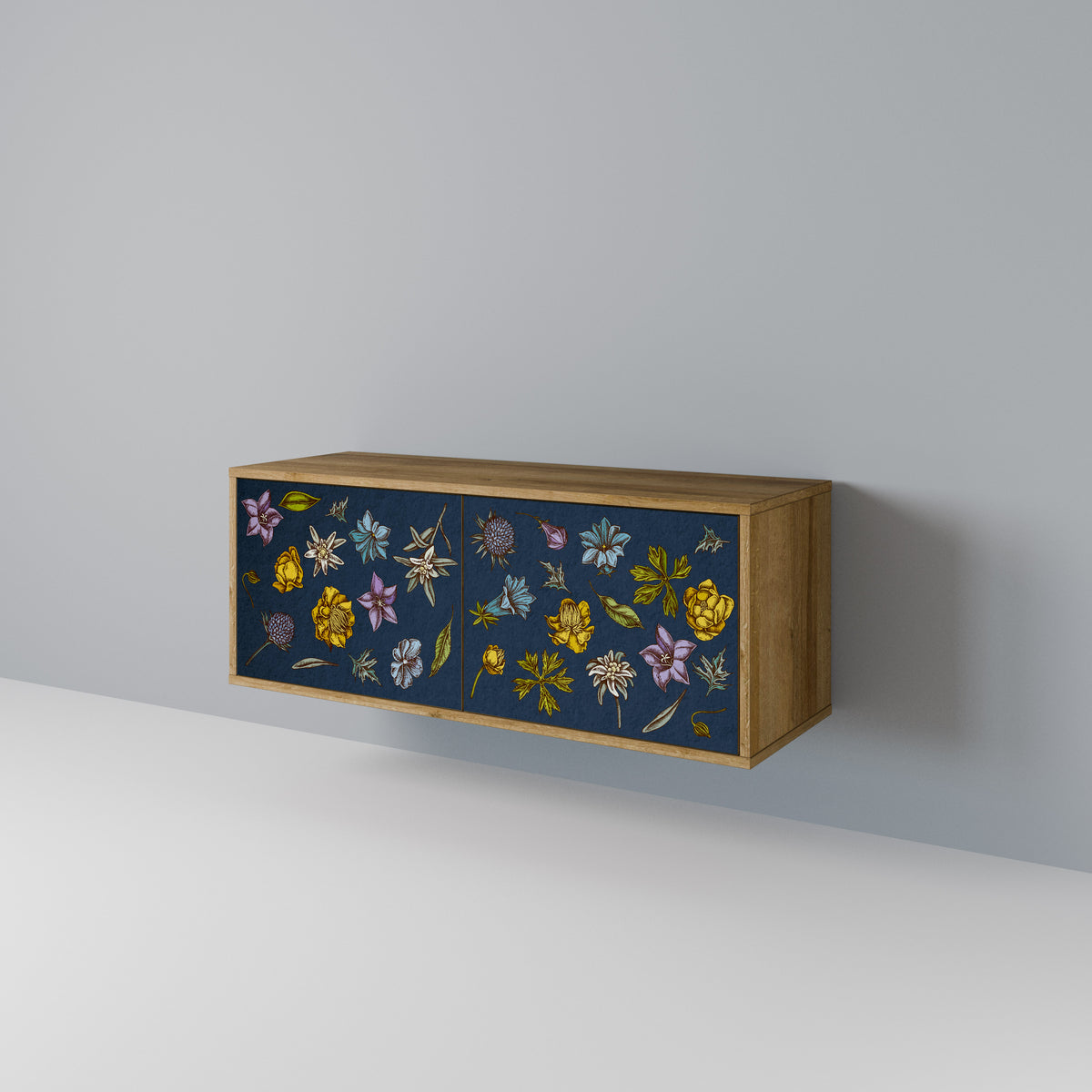 FLOWERS ON NAVY BLUE Kompaktes 2-türiges TV-Lowboard