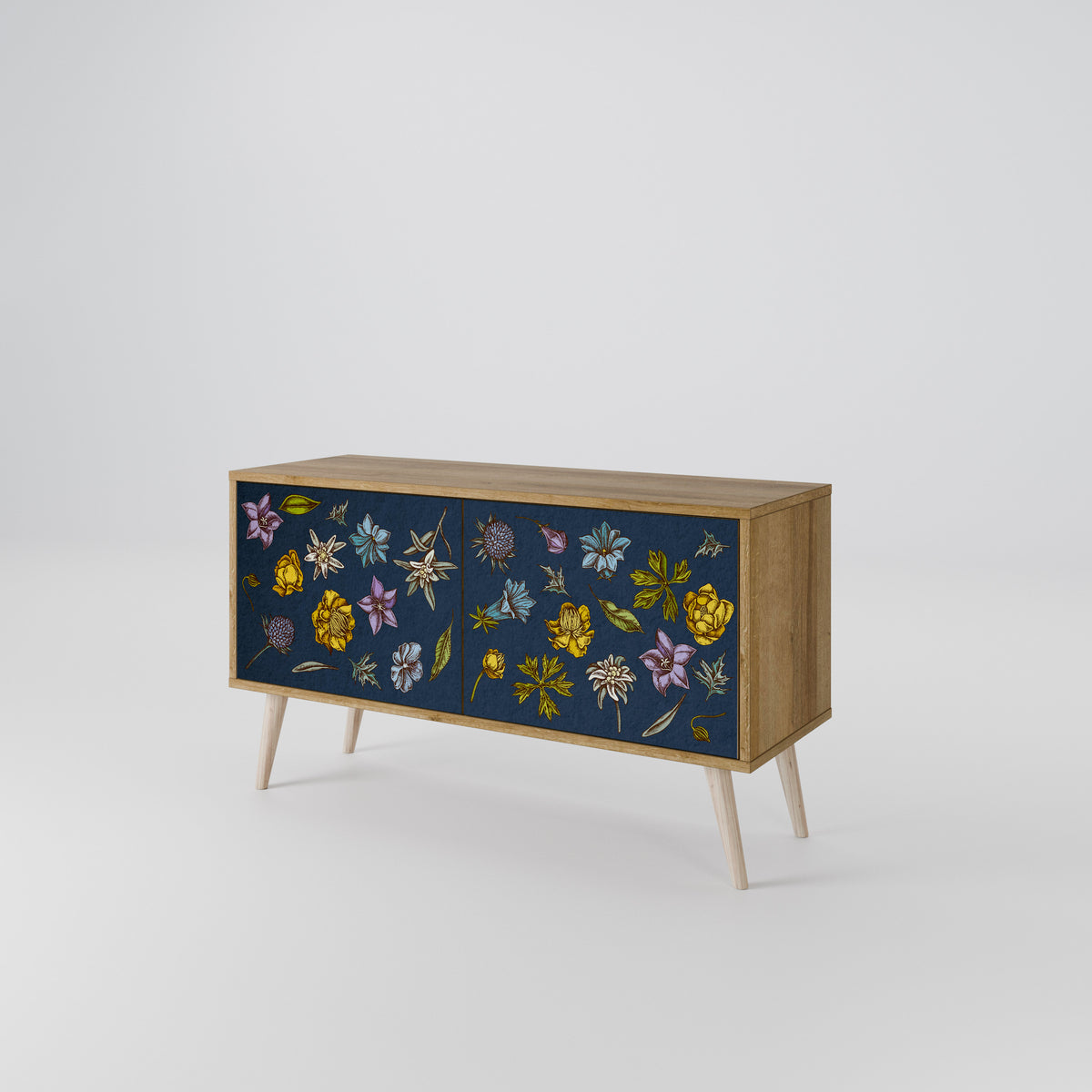 FLOWERS ON NAVY BLUE Kompaktes 2-türiges TV-Lowboard